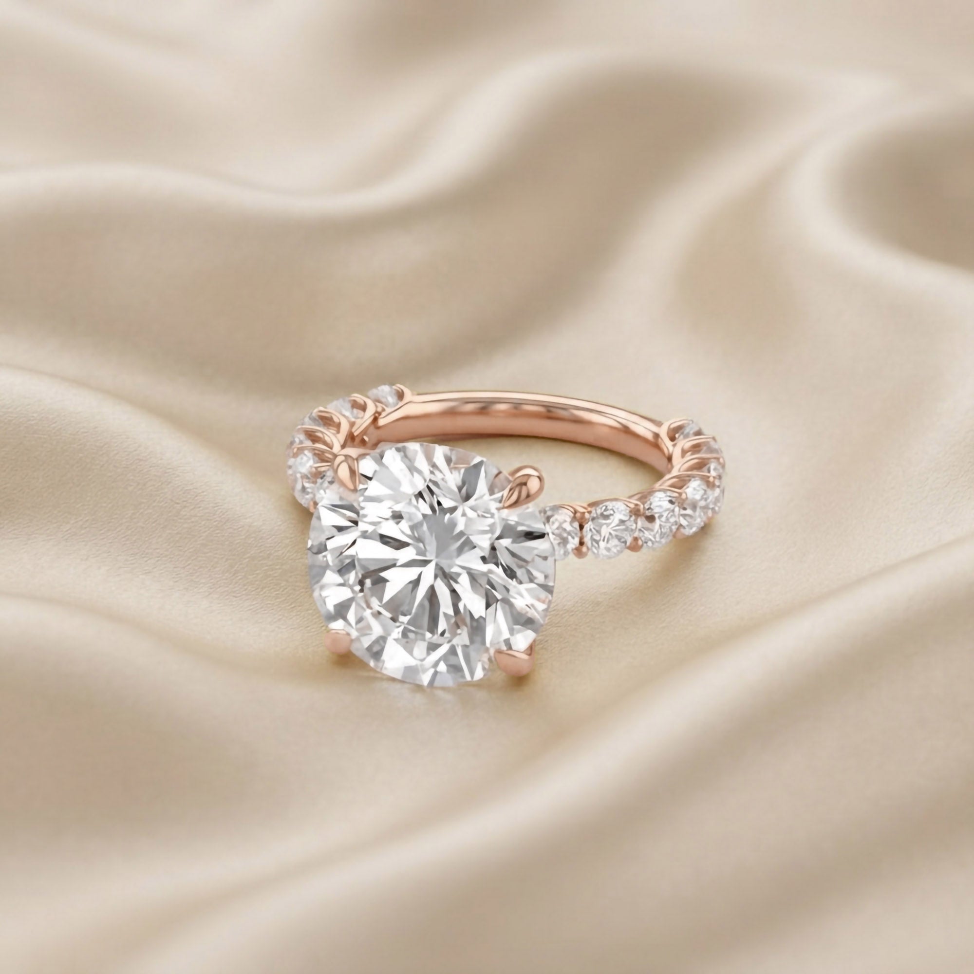 10.60 CTTW Round Lab Diamond Hidden Halo Engagement Ring