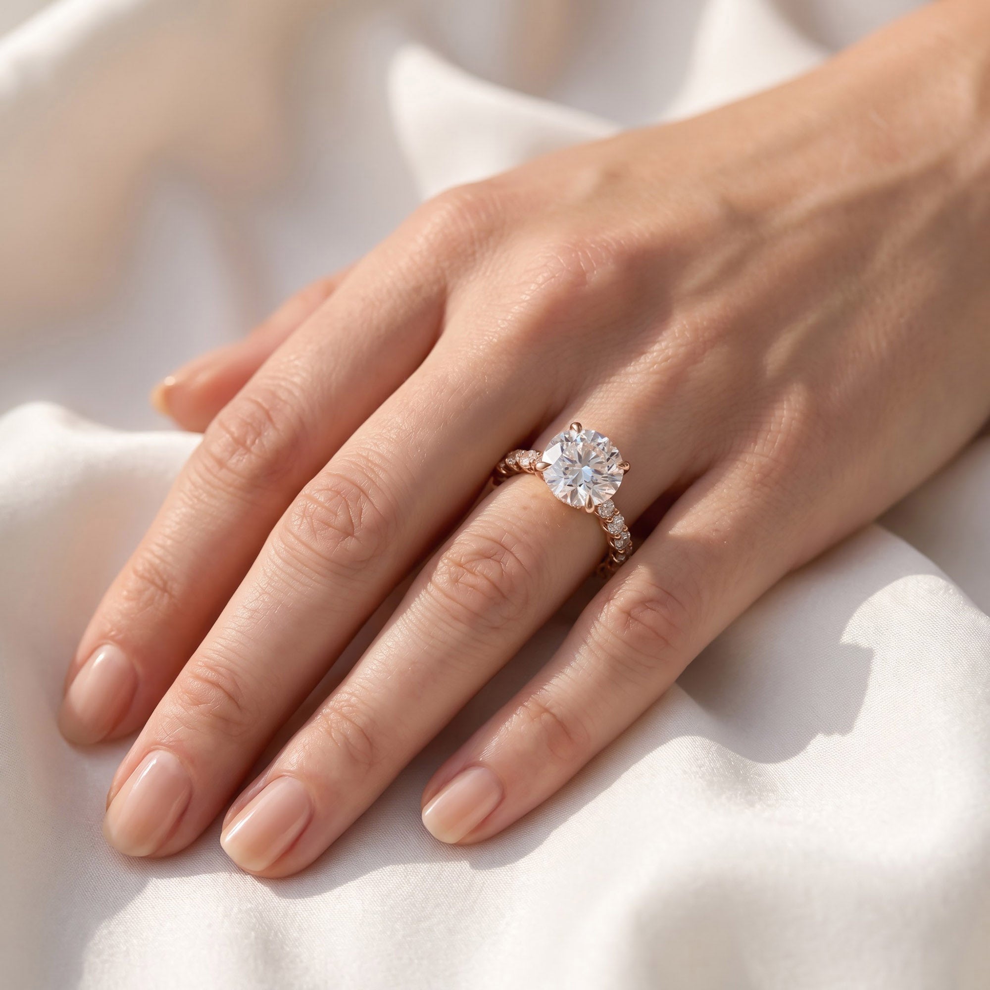 10.60 CTTW Round Lab Diamond Hidden Halo Engagement Ring