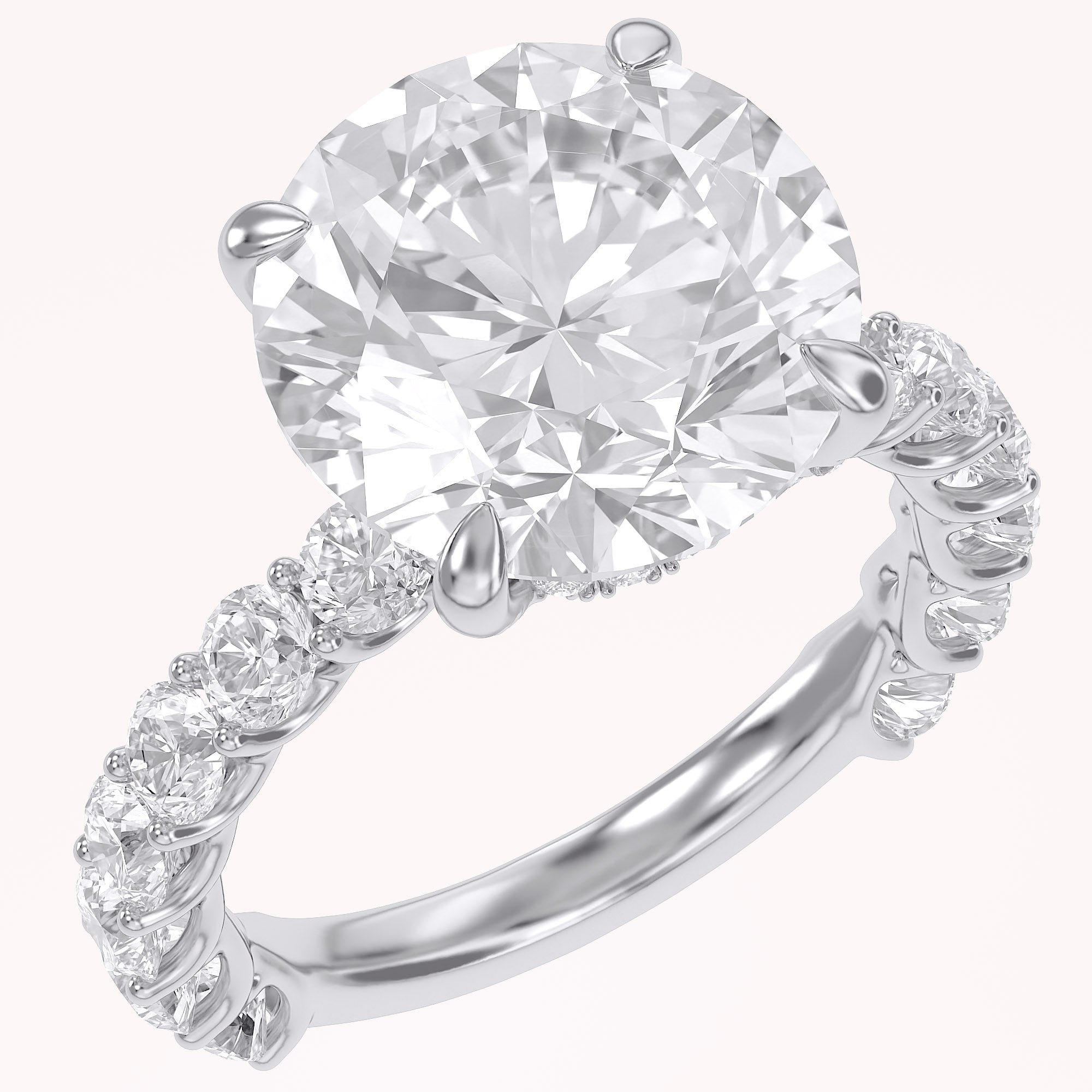 10.60 CTTW Round Lab Diamond Hidden Halo Engagement Ring
