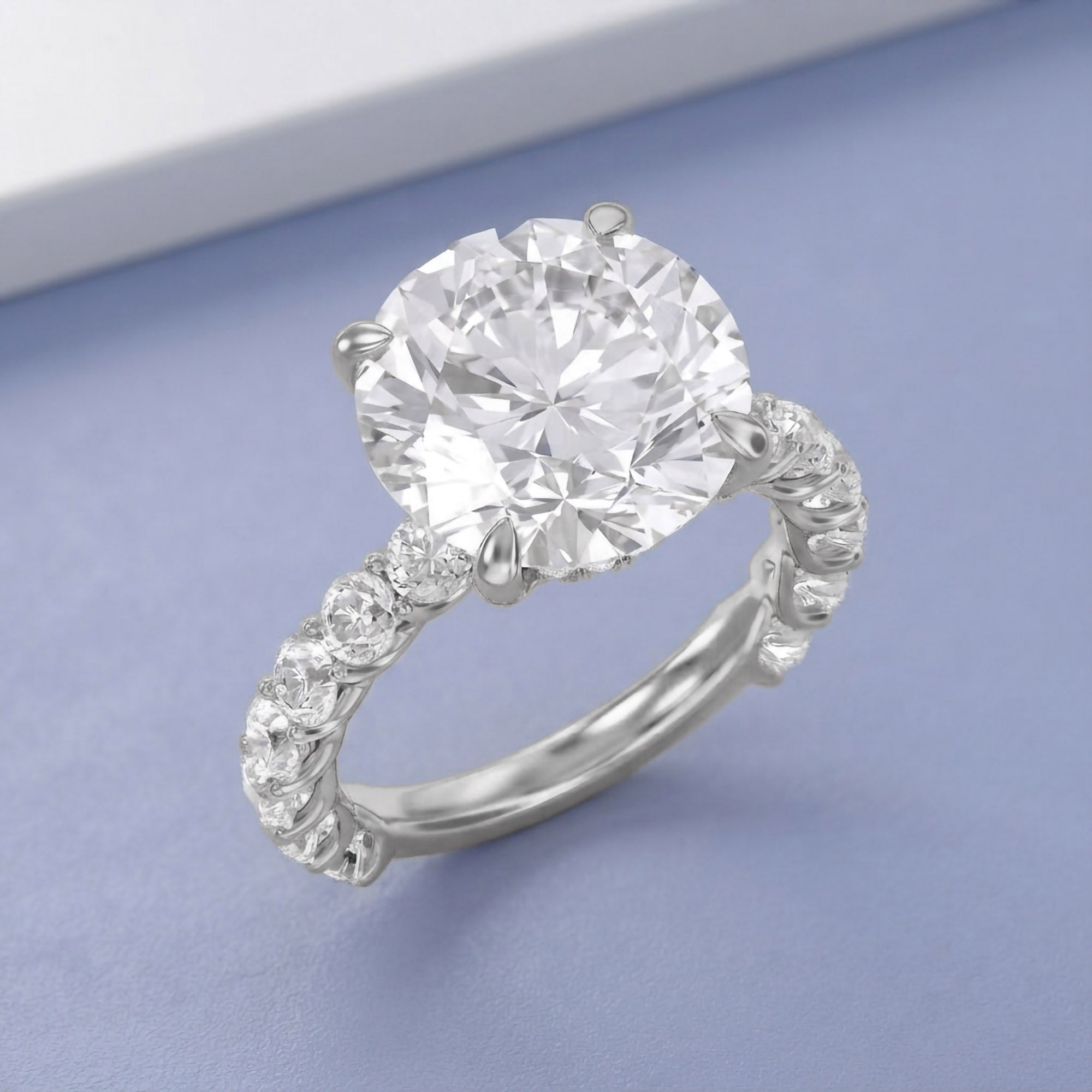 10.60 CTTW Round Lab Diamond Hidden Halo Engagement Ring