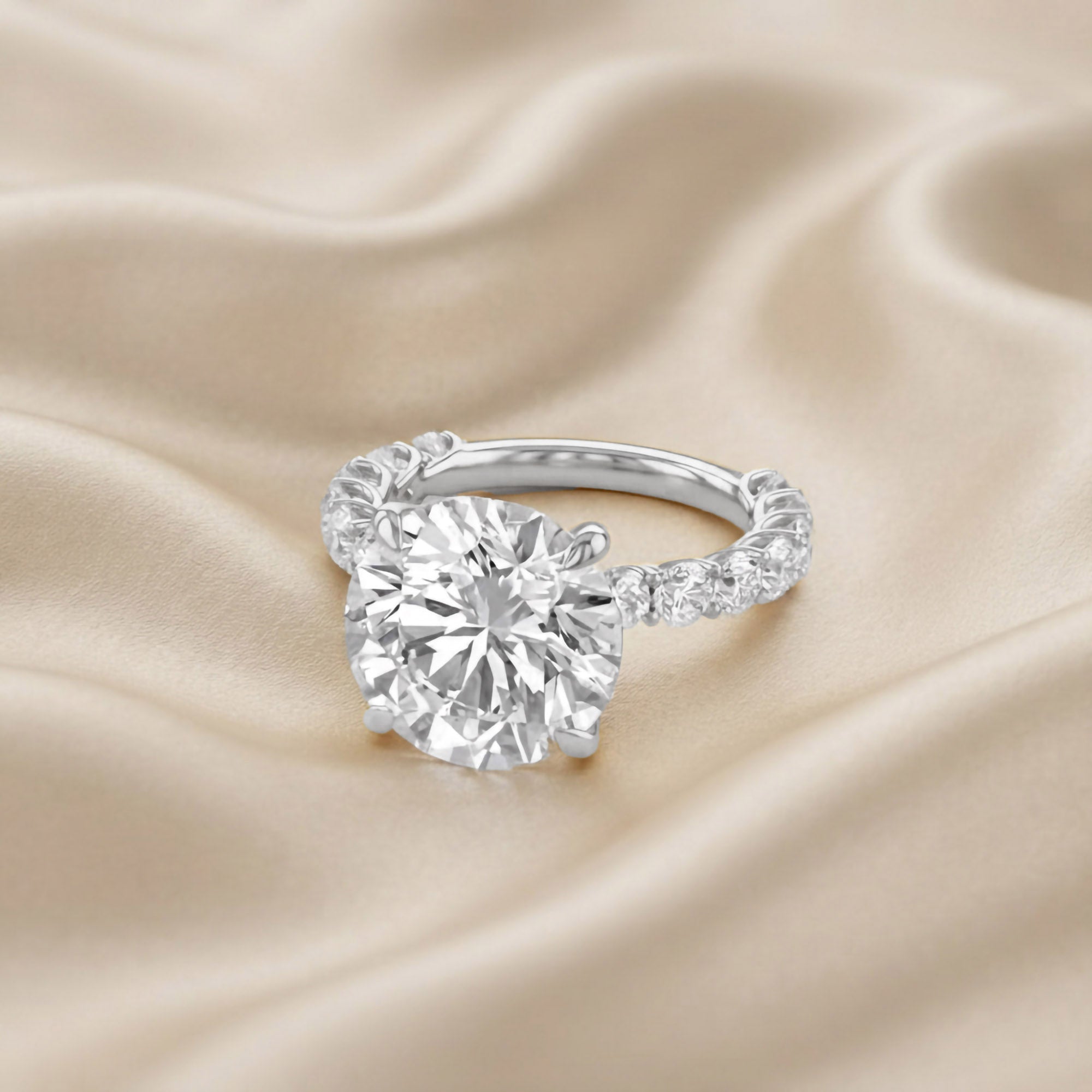 10.60 CTTW Round Lab Diamond Hidden Halo Engagement Ring