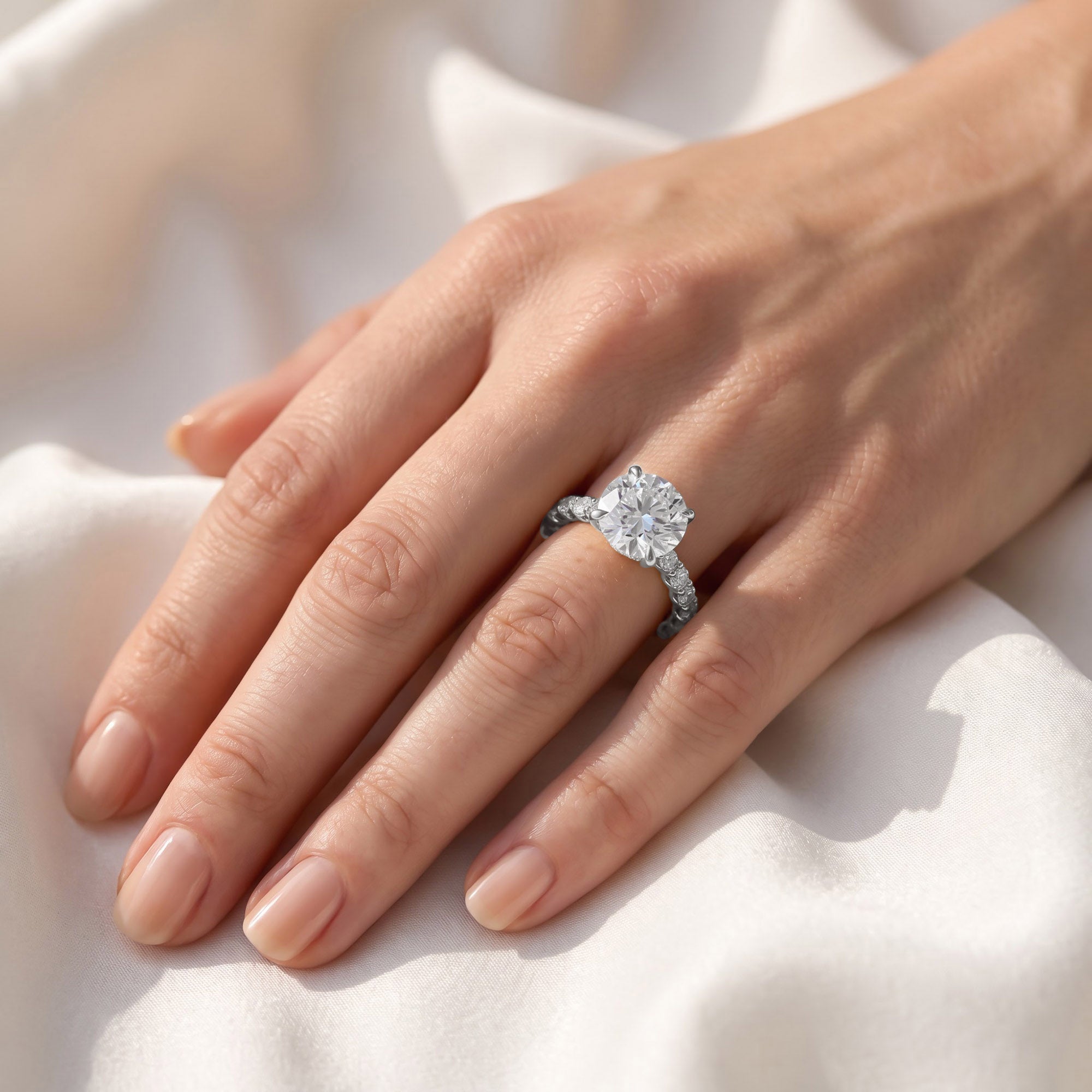 10.60 CTTW Round Lab Diamond Hidden Halo Engagement Ring