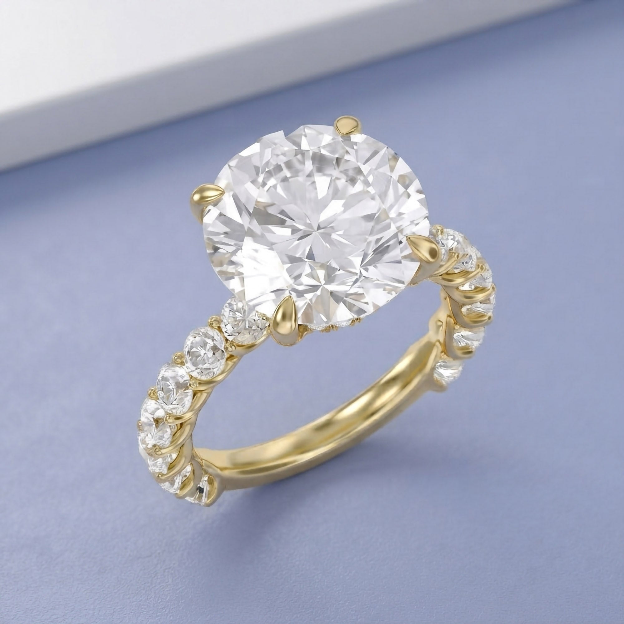 10.60 CTTW Round Lab Diamond Hidden Halo Engagement Ring