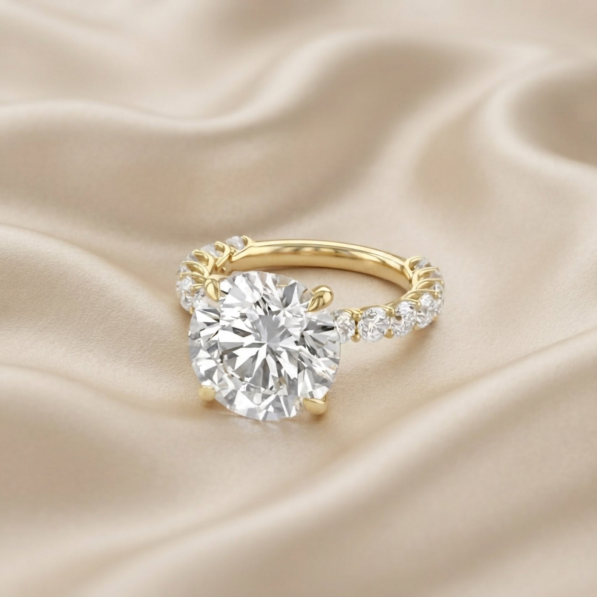 10.60 CTTW Round Lab Diamond Hidden Halo Engagement Ring