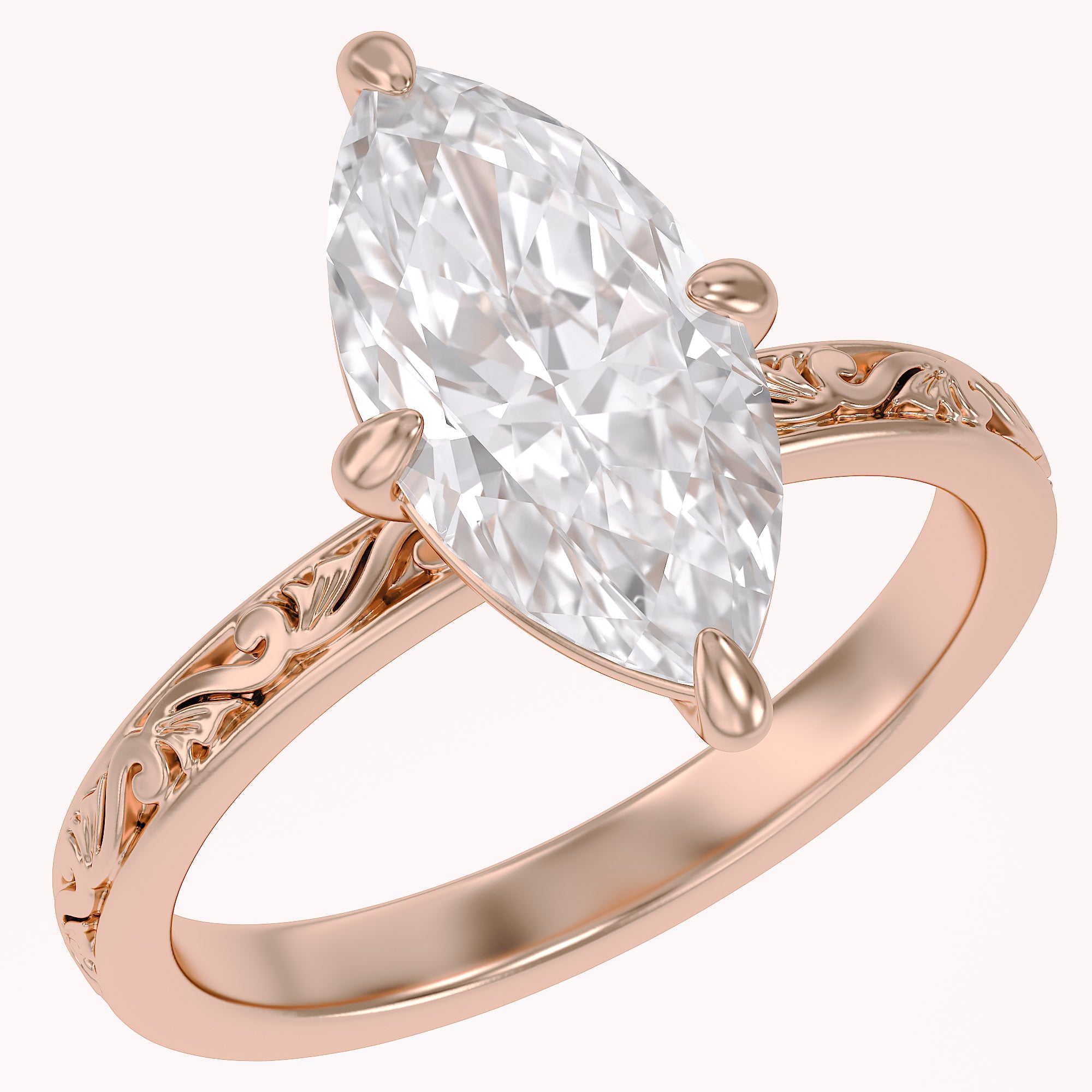 Filigree Solitaire Engagement Ring Lab Grown Diamond