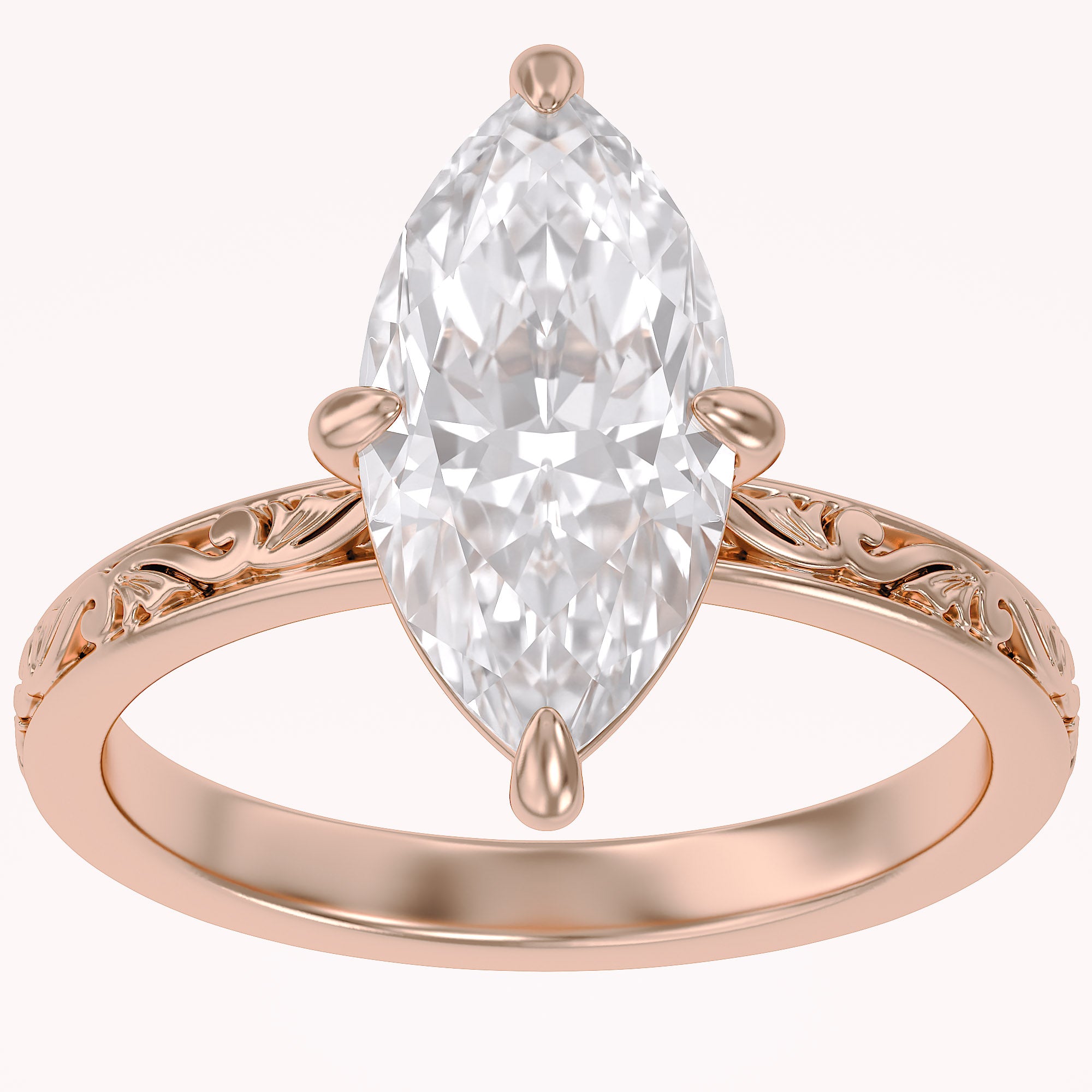 Filigree Solitaire Engagement Ring Lab Grown Diamond