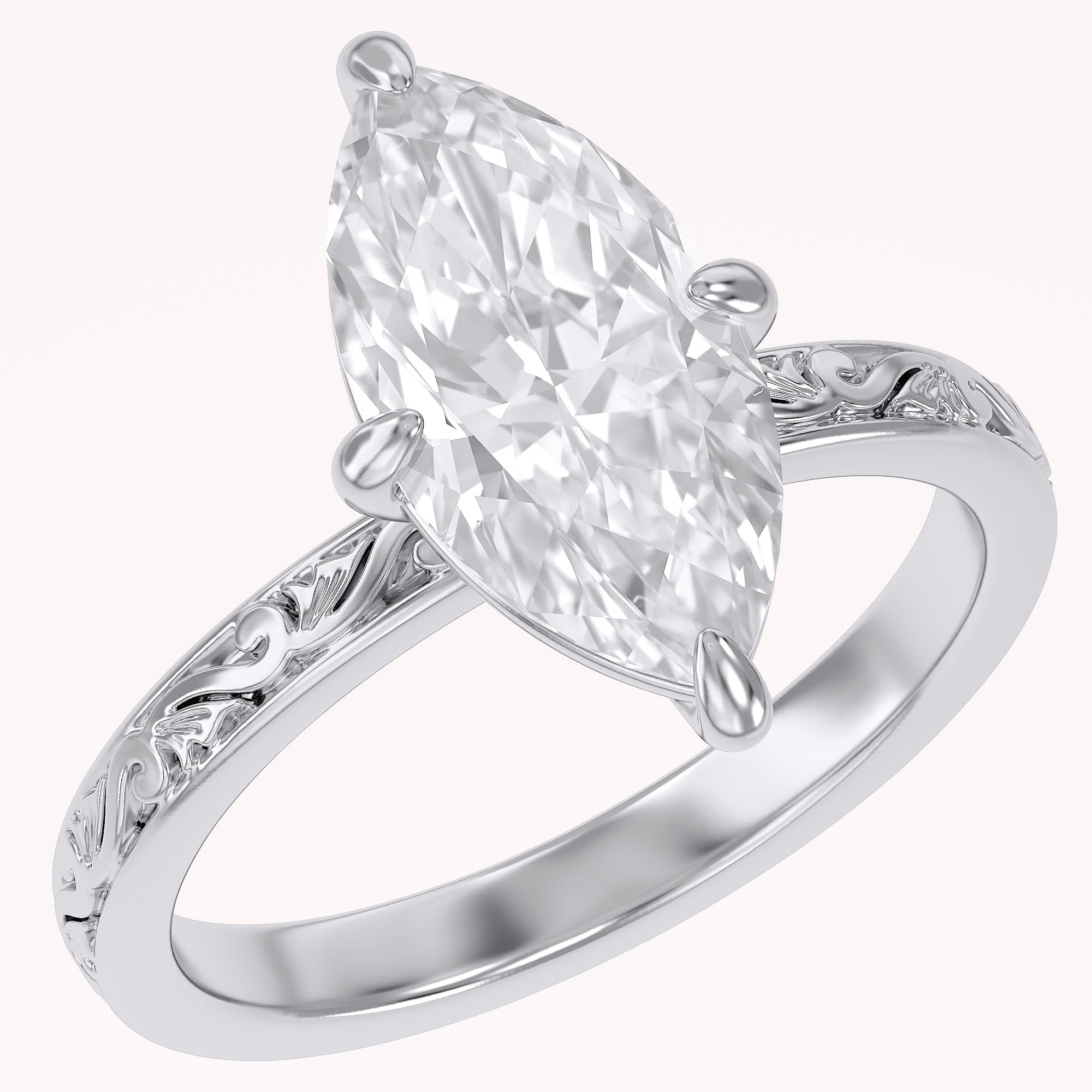 Filigree Solitaire Engagement Ring Lab Grown Diamond