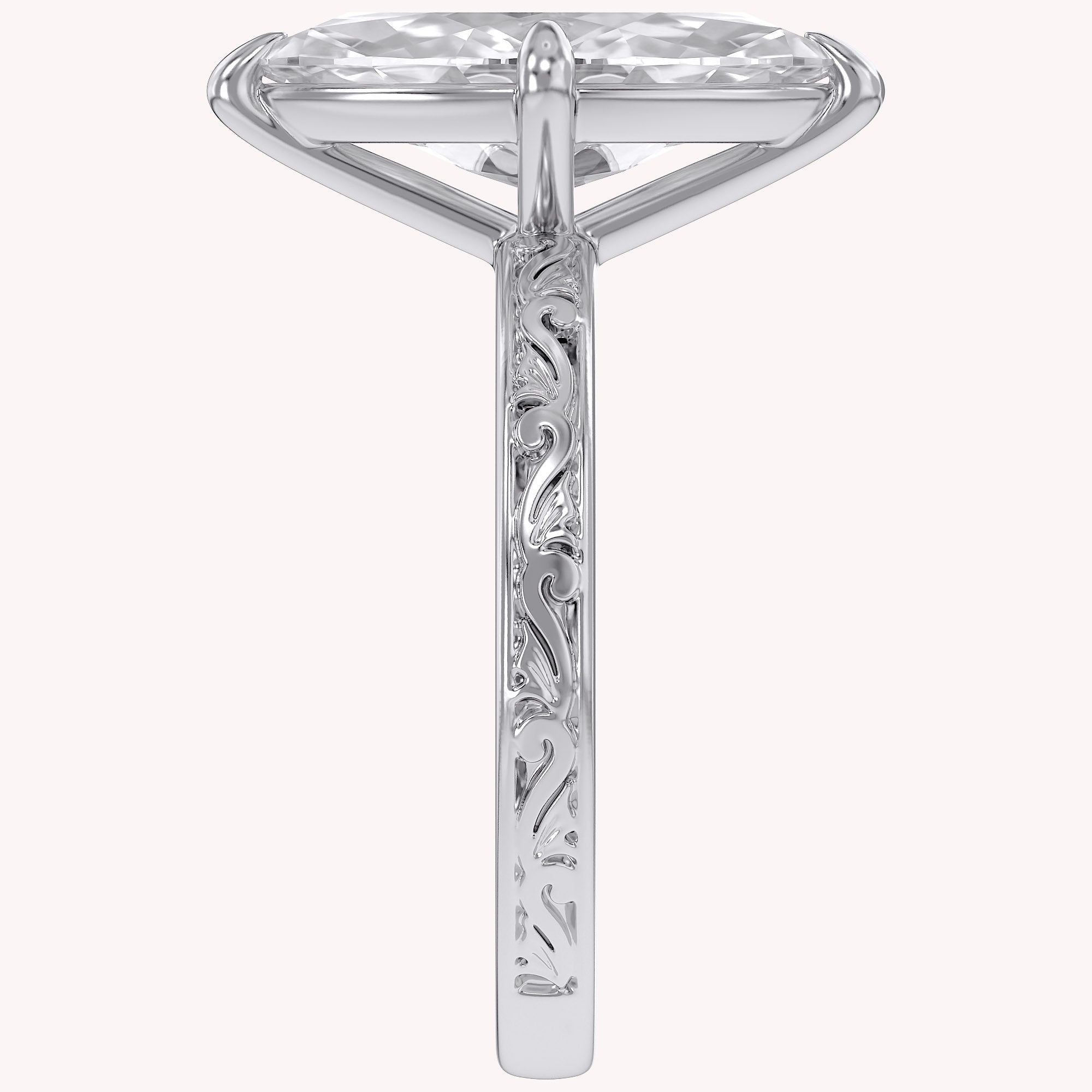 Filigree Solitaire Engagement Ring Lab Grown Diamond