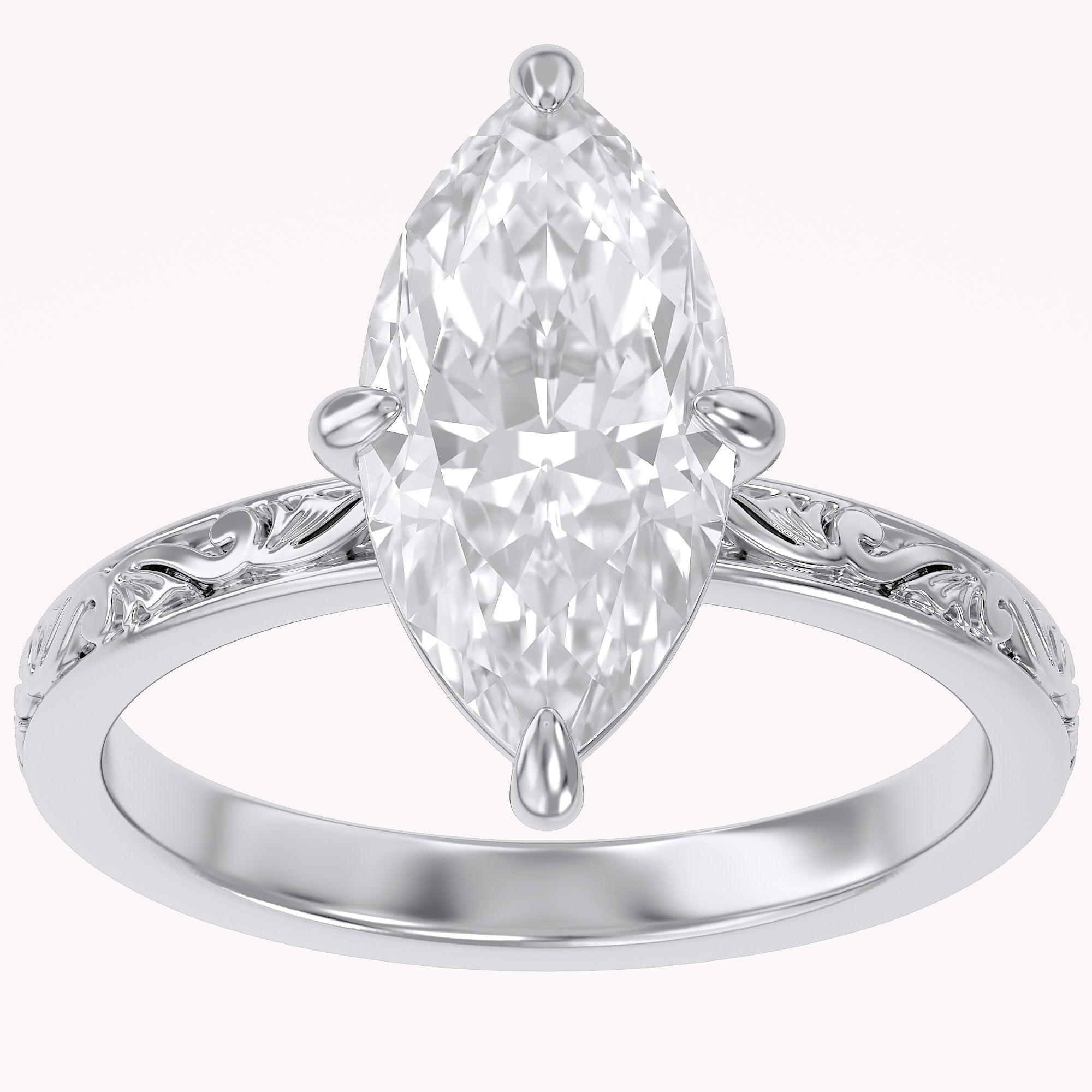 Filigree Solitaire Engagement Ring Lab Grown Diamond