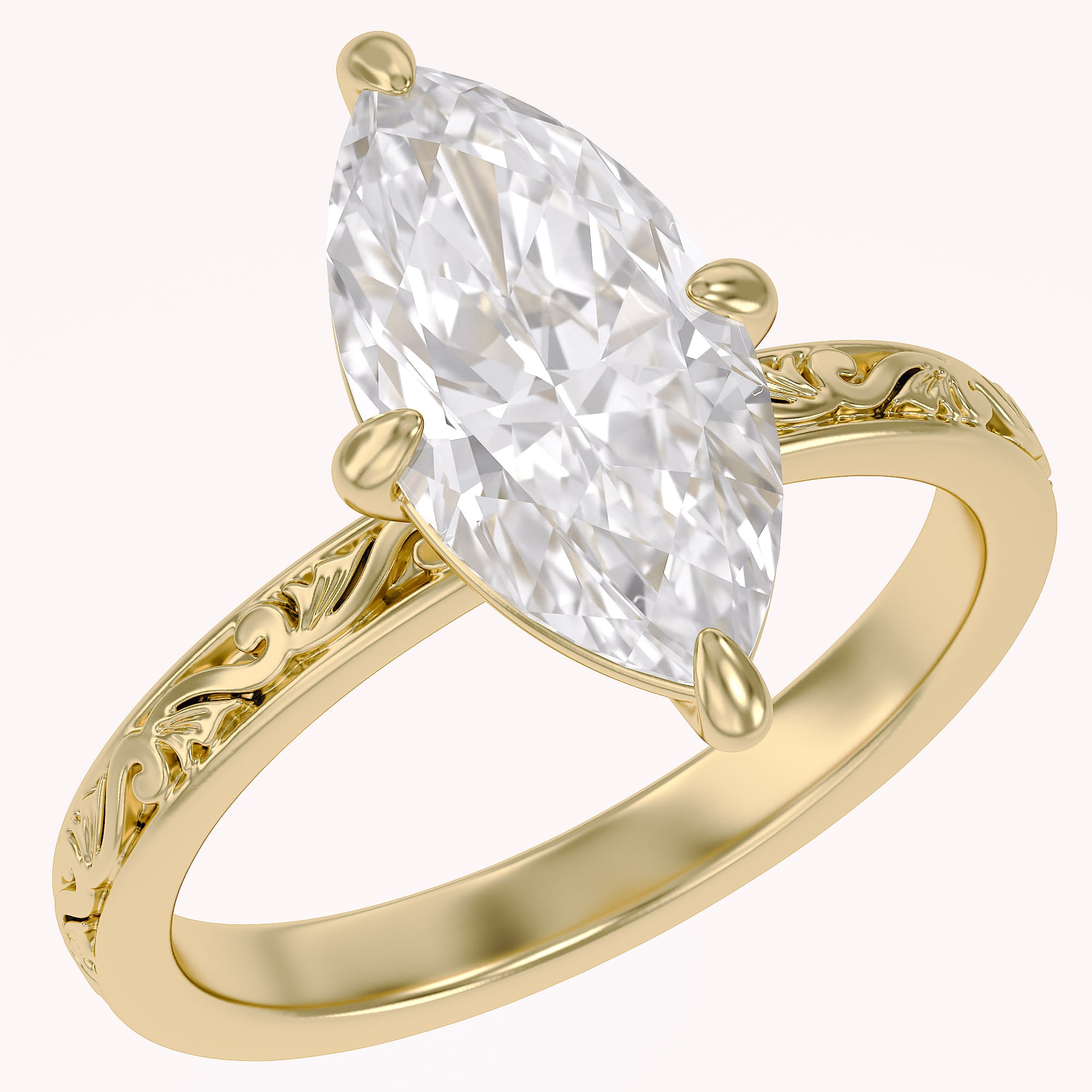 Filigree Solitaire Engagement Ring Lab Grown Diamond