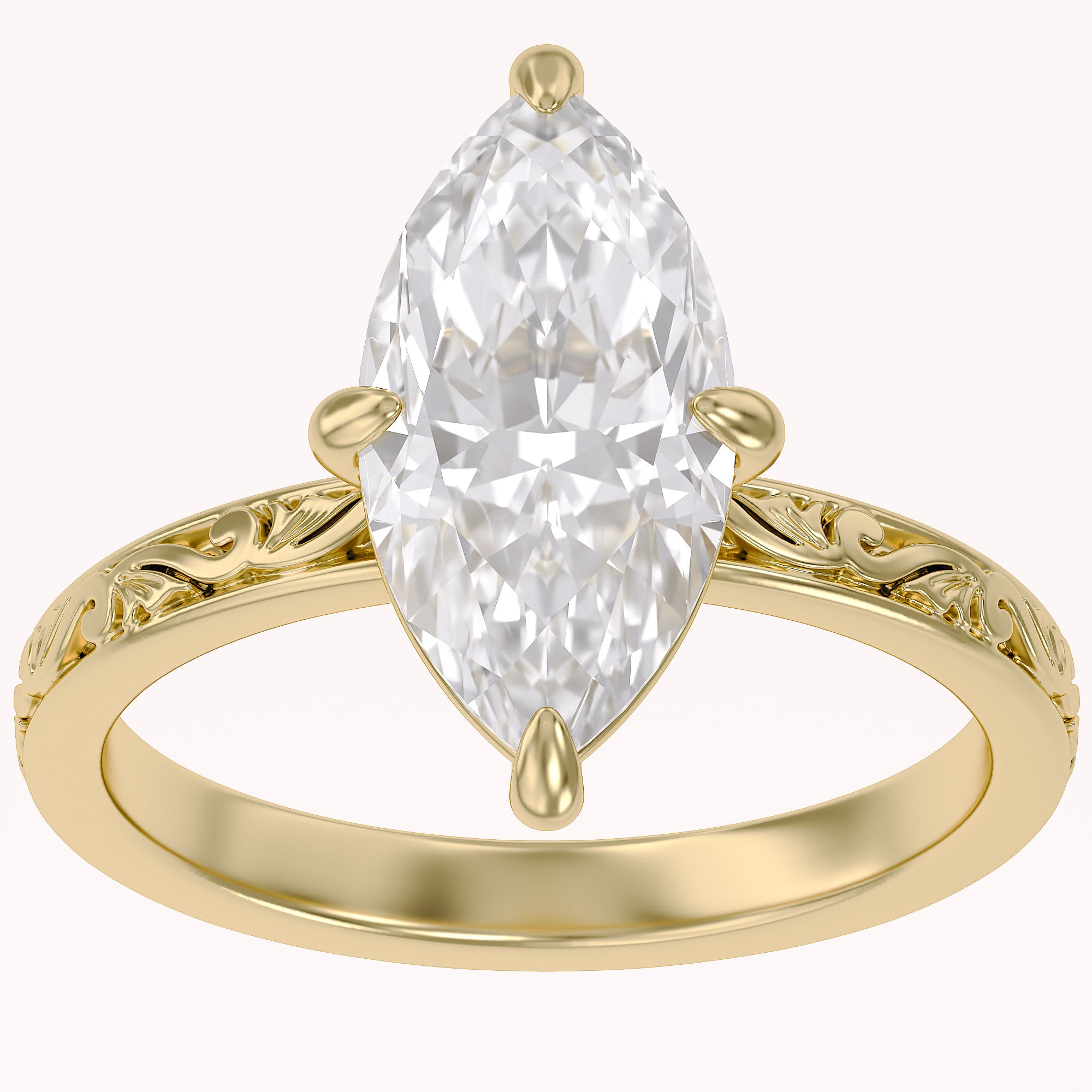 Filigree Solitaire Engagement Ring Lab Grown Diamond