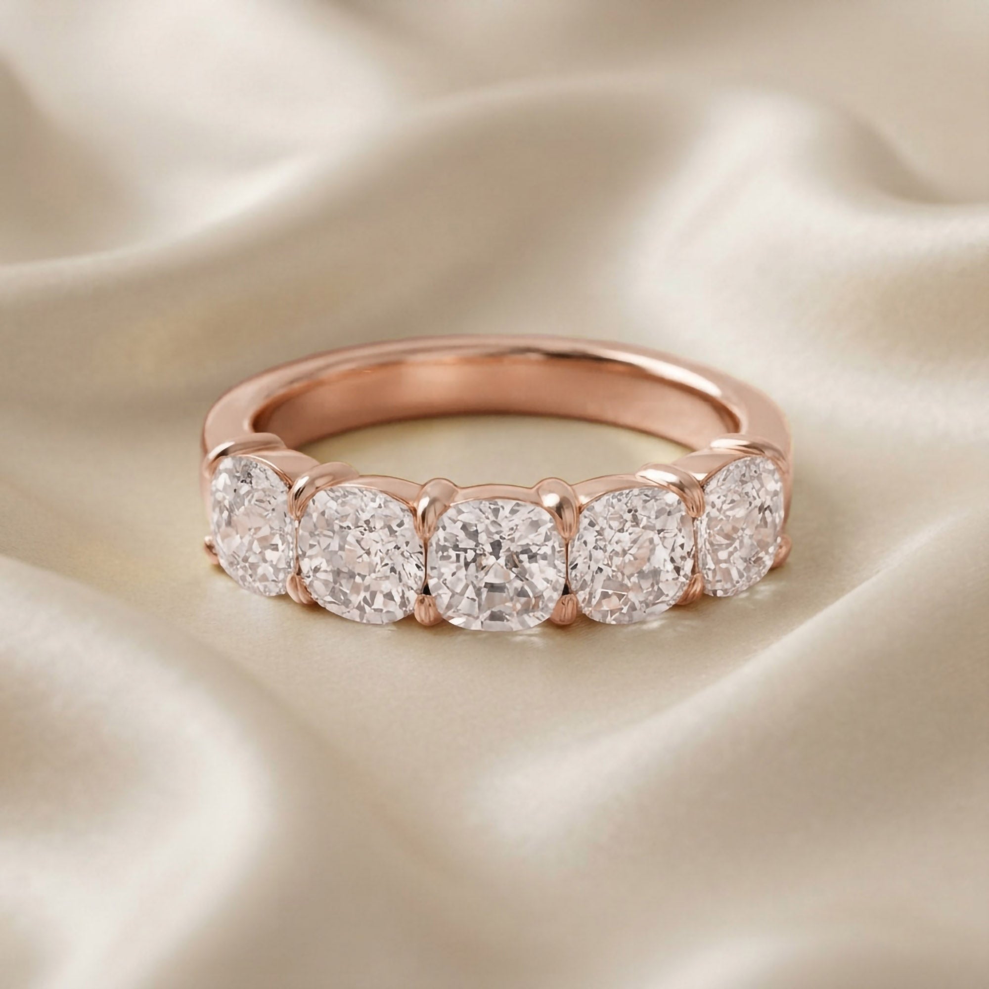 Cushion-Cut Half-Eternity Ring | Lab-Grown Diamond