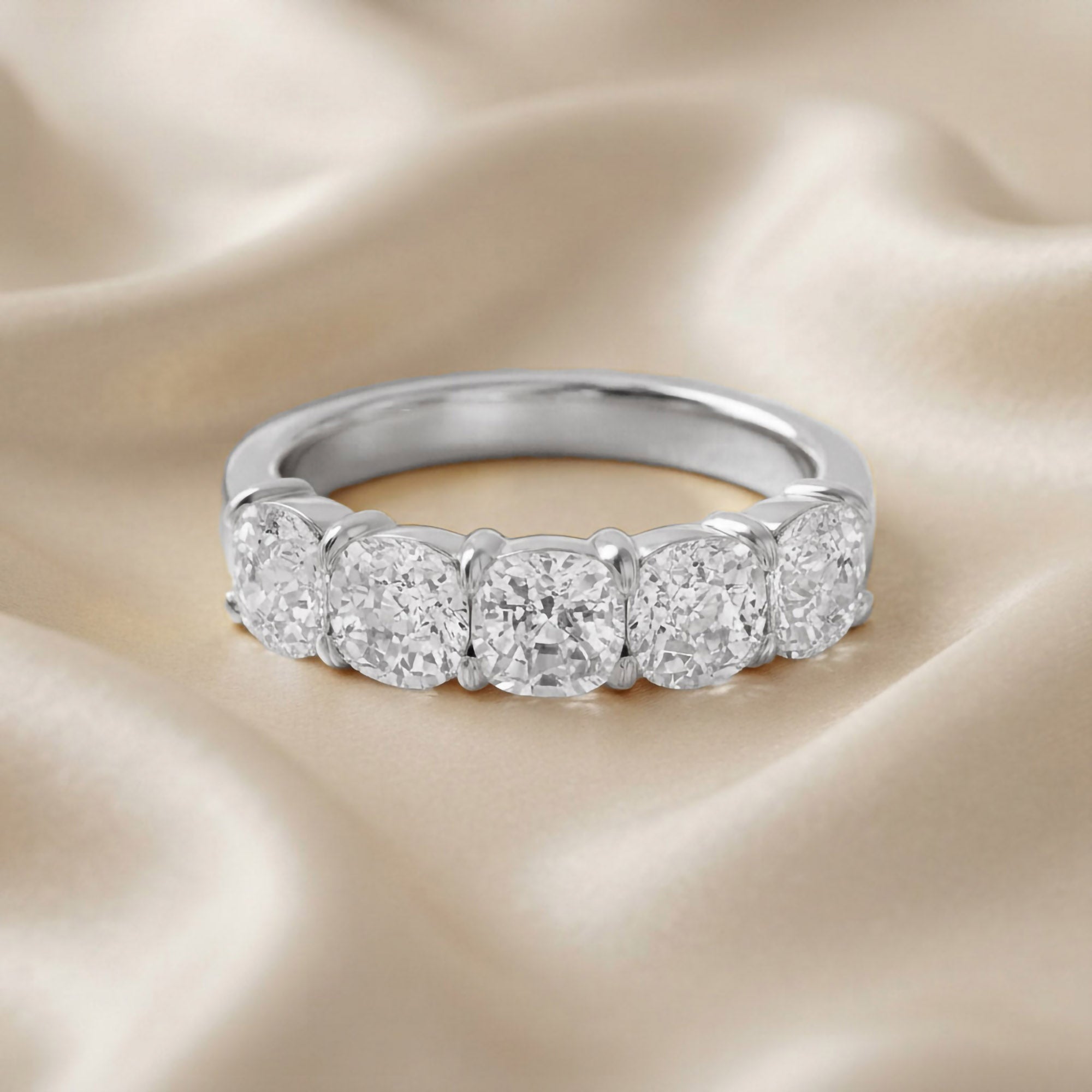 Cushion-Cut Half-Eternity Ring | Lab-Grown Diamond