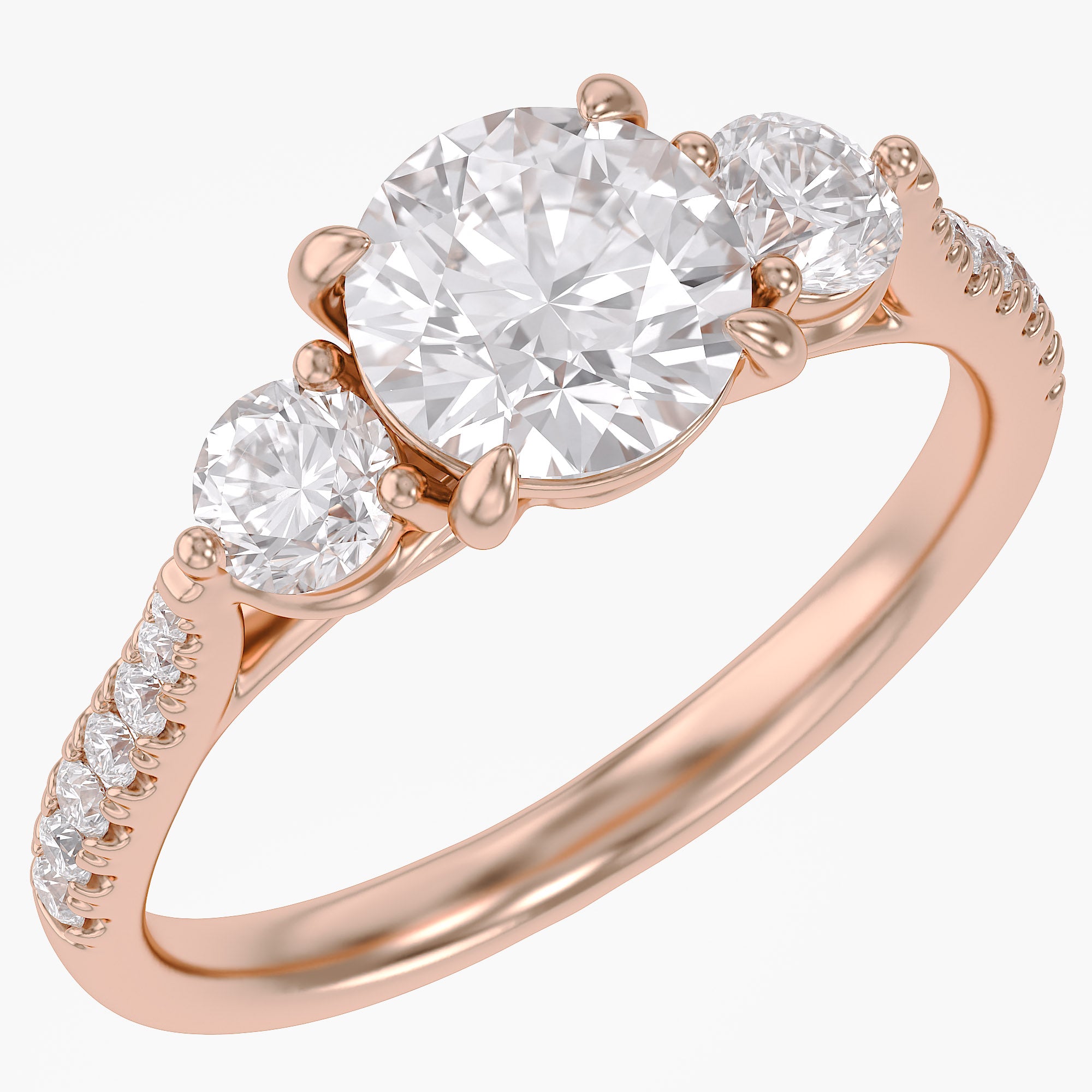 1.75 CT Three Stone Round lab Grown Diamond Engagement Ring