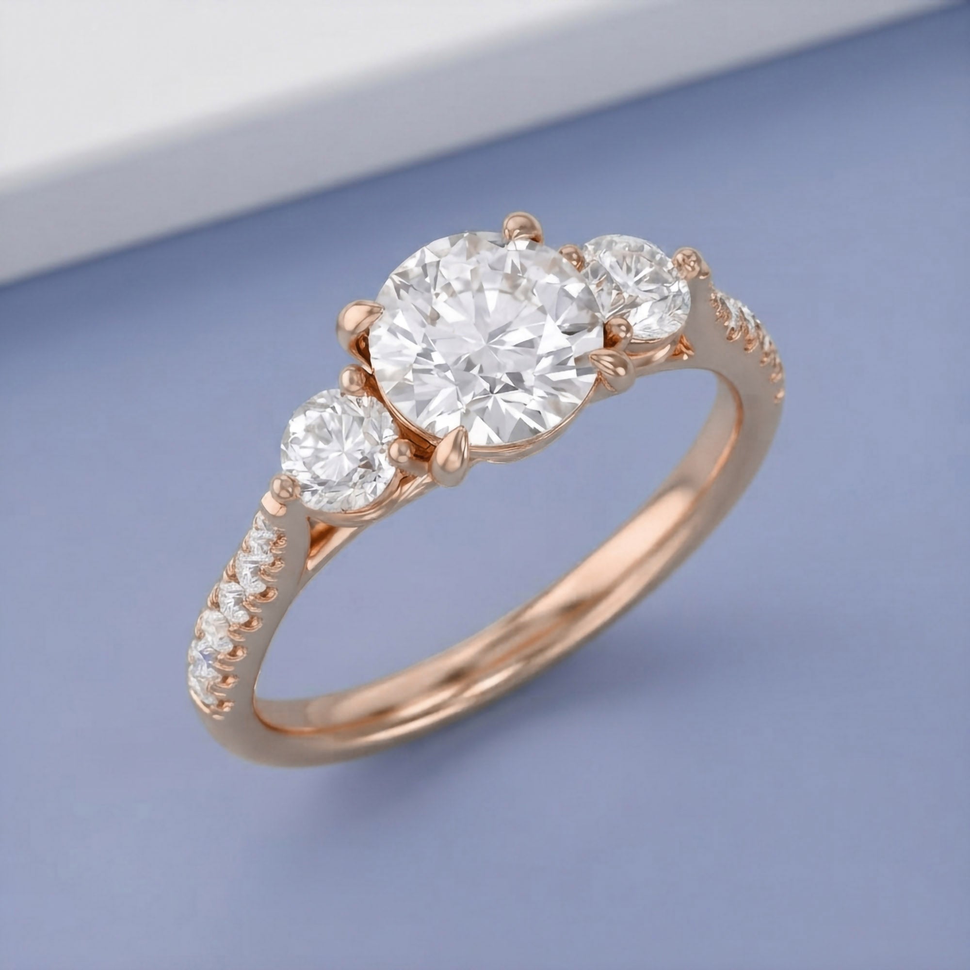 1.75 CT Three Stone Round lab Grown Diamond Engagement Ring
