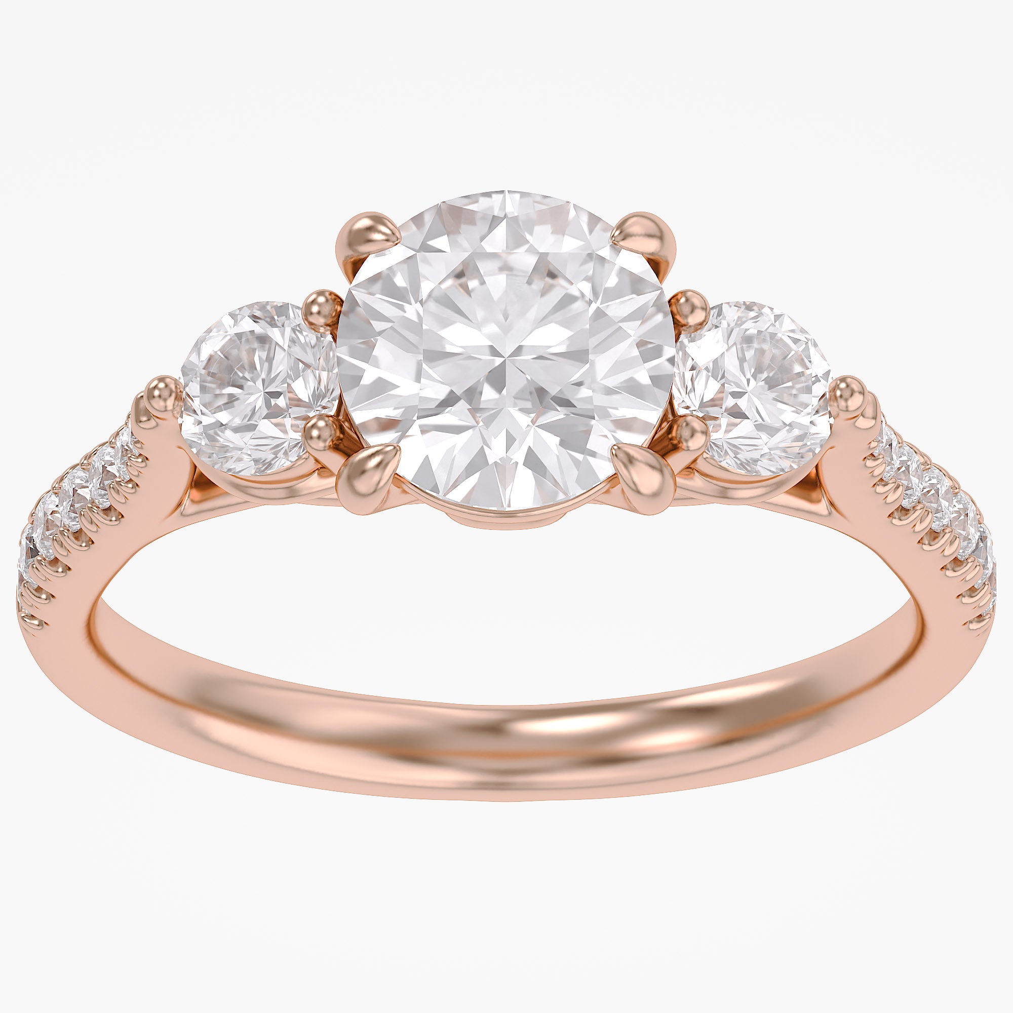 1.75 CT Three Stone Round lab Grown Diamond Engagement Ring
