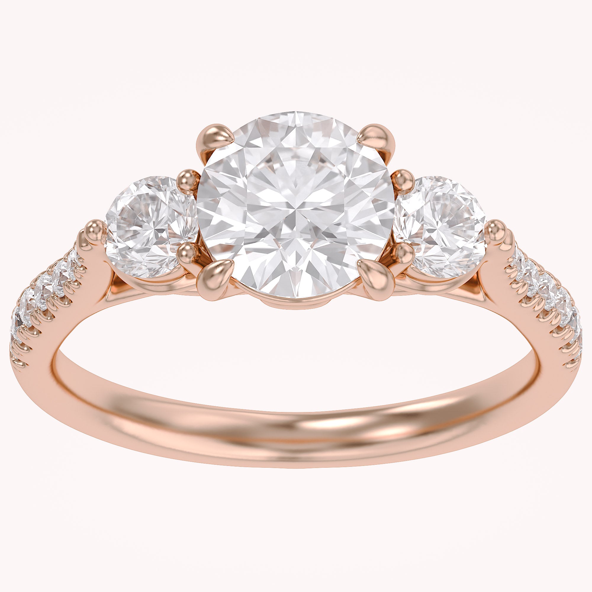 1.75 CT Three Stone Round lab Grown Diamond Engagement Ring