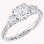 1.75 CT Three Stone Round lab Grown Diamond Engagement Ring