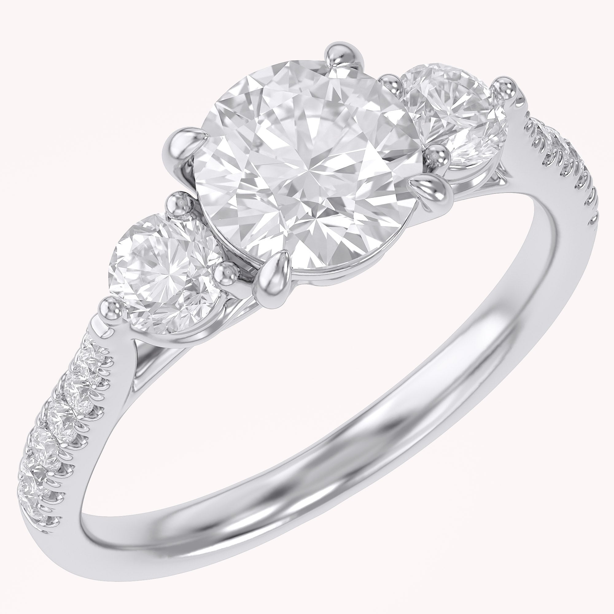 1.75 CT Three Stone Round lab Grown Diamond Engagement Ring