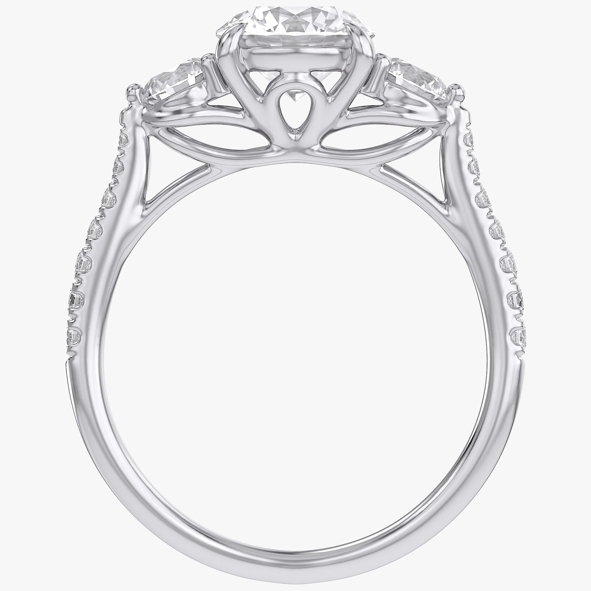 1.75 CT Three Stone Round lab Grown Diamond Engagement Ring