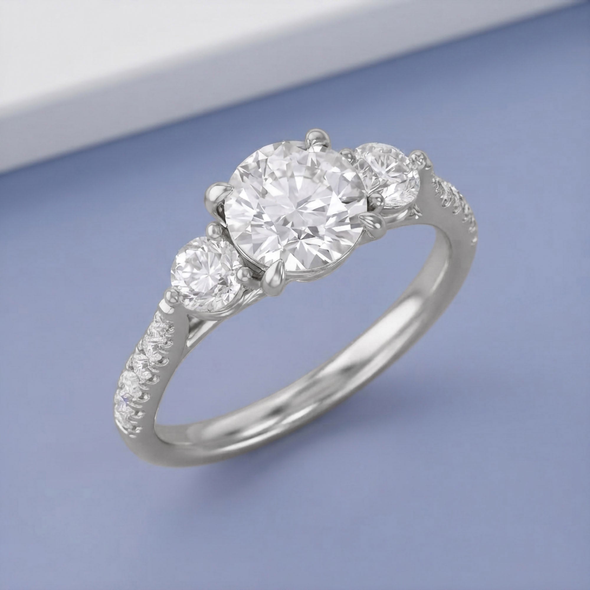 1.75 CT Three Stone Round lab Grown Diamond Engagement Ring