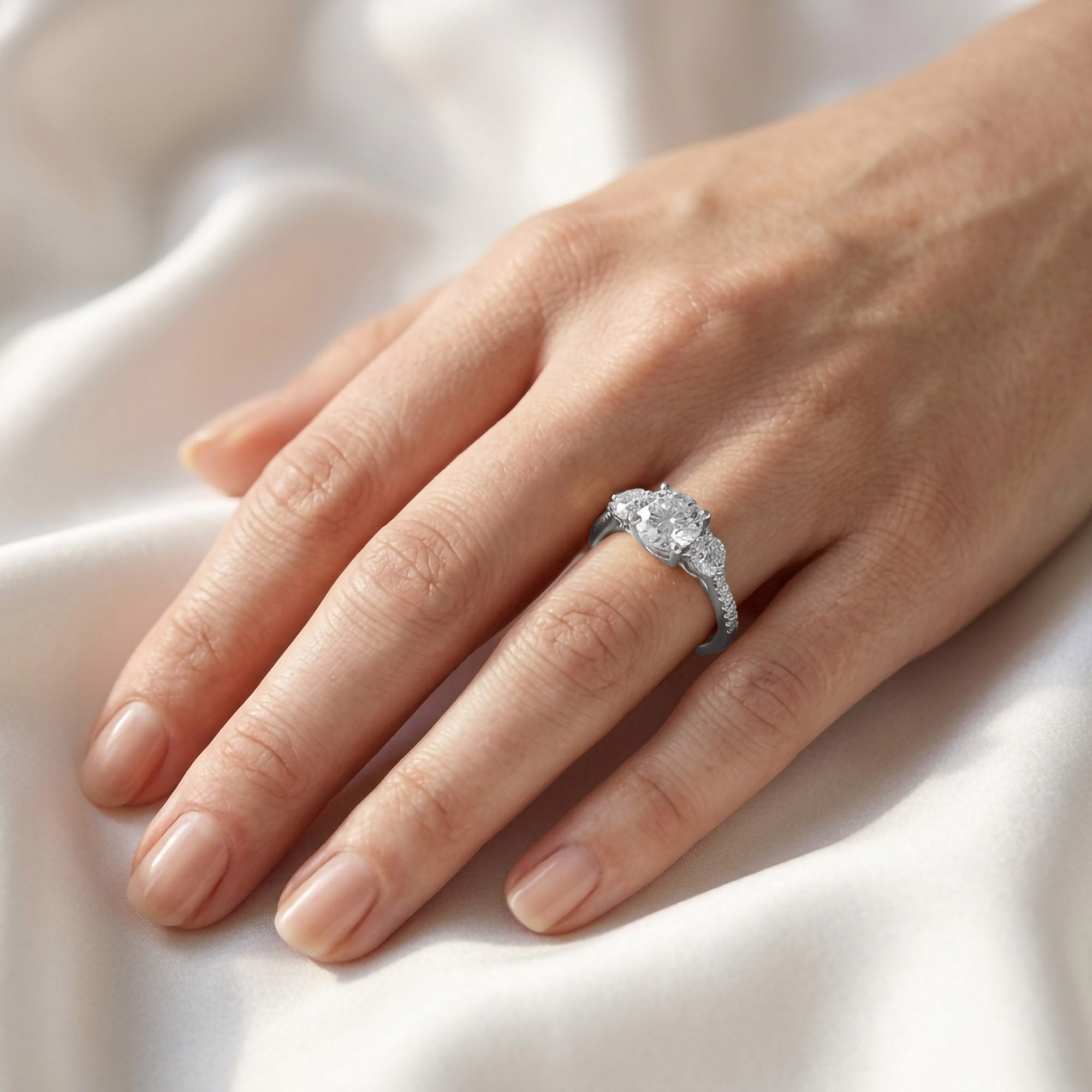 1.75 CT Three Stone Round lab Grown Diamond Engagement Ring