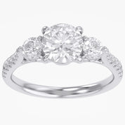 1.75 CT Three Stone Round lab Grown Diamond Engagement Ring