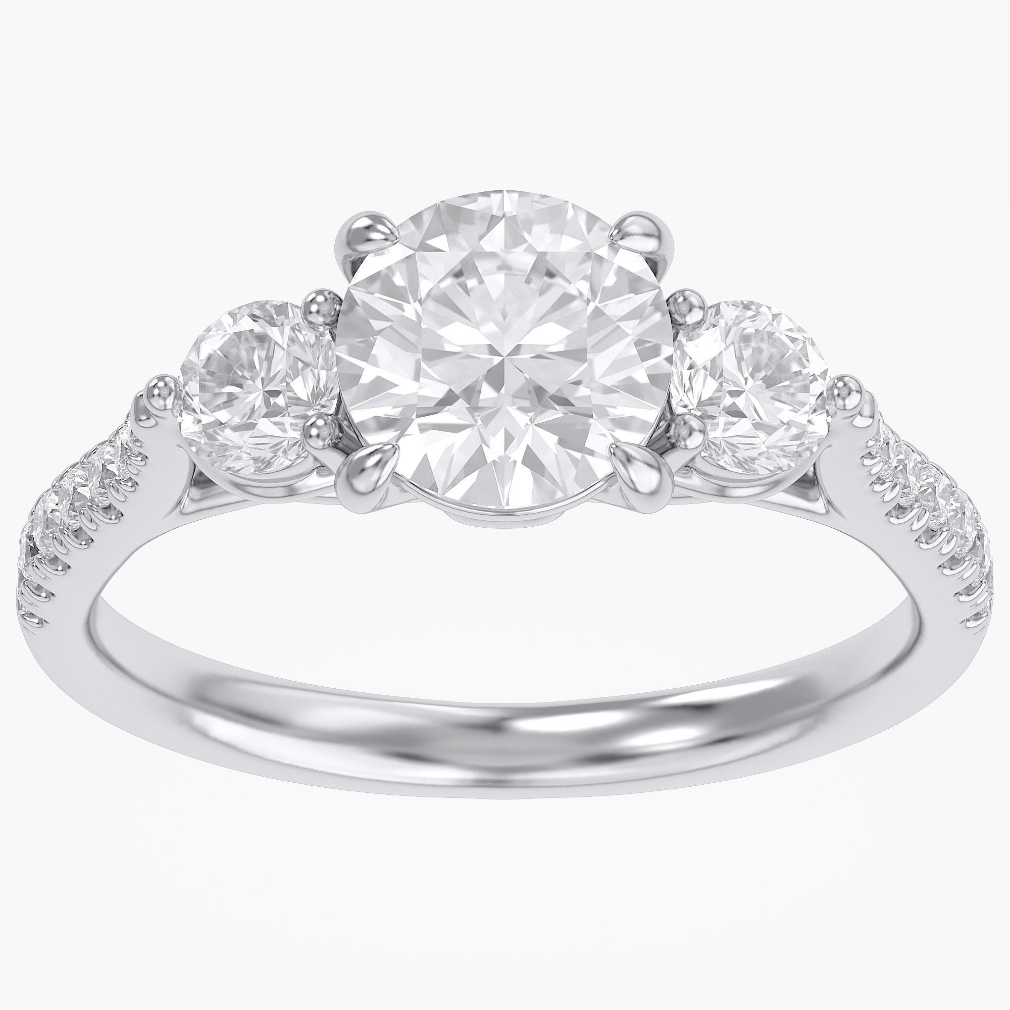1.75 CT Three Stone Round lab Grown Diamond Engagement Ring