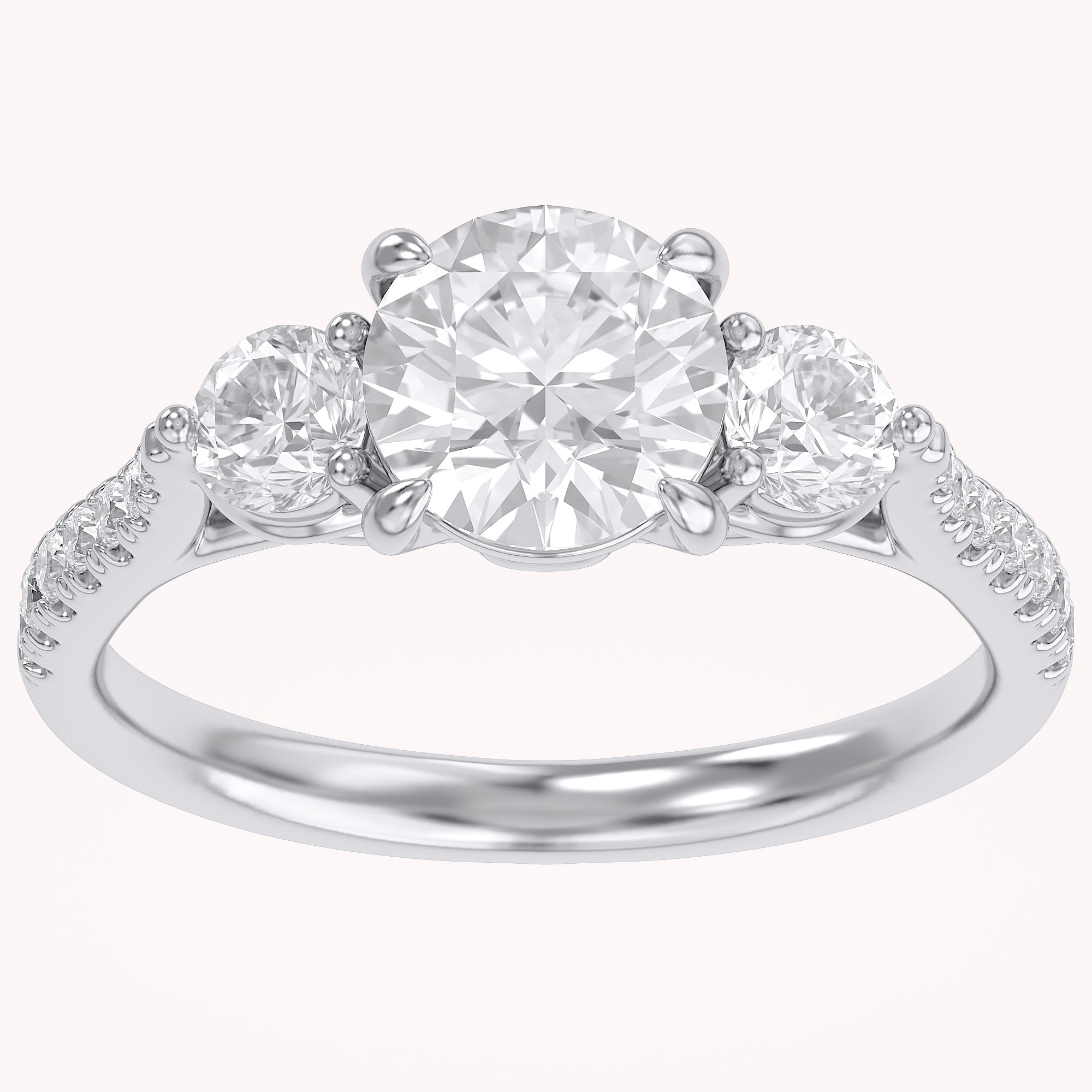 1.75 CT Three Stone Round lab Grown Diamond Engagement Ring