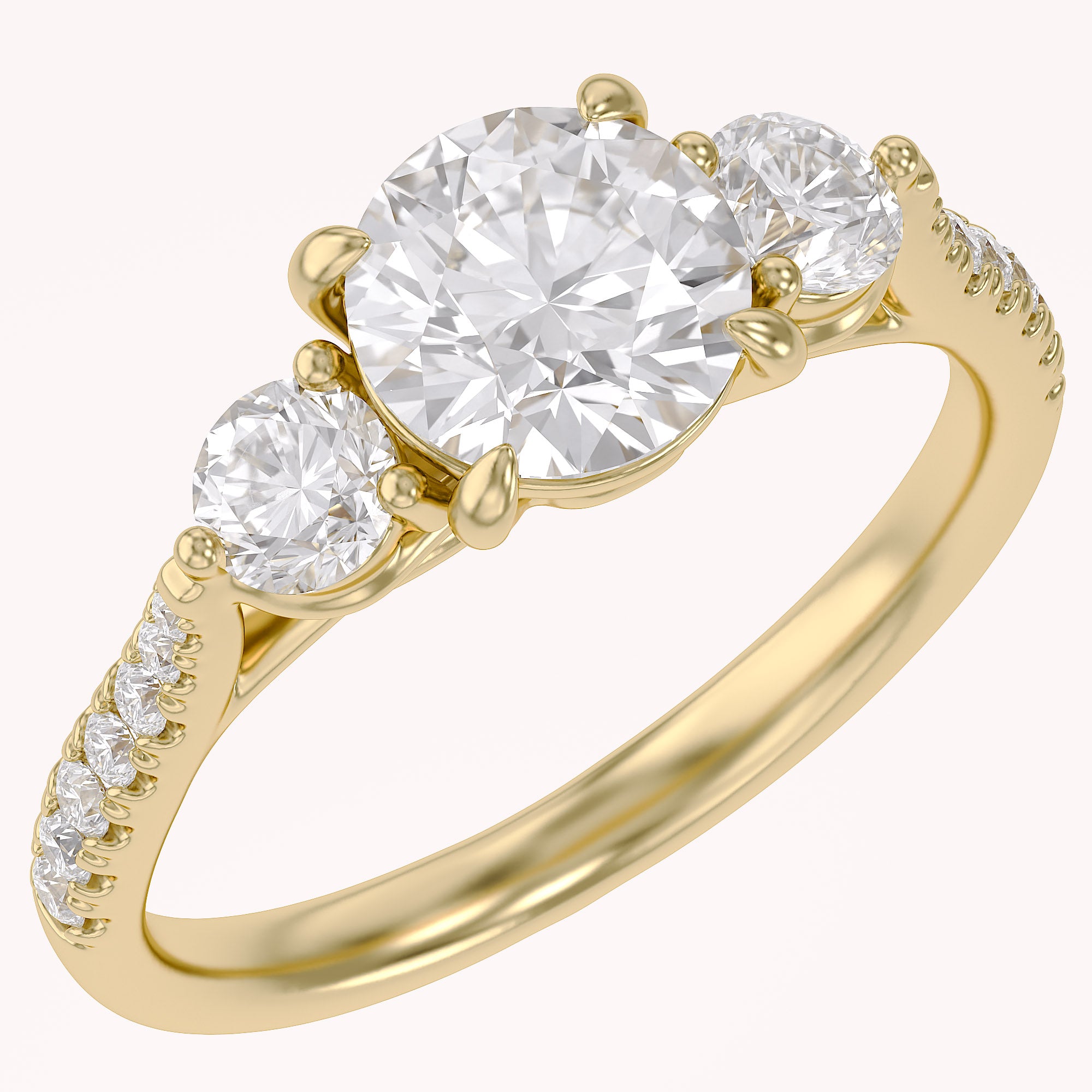 1.75 CT Three Stone Round lab Grown Diamond Engagement Ring