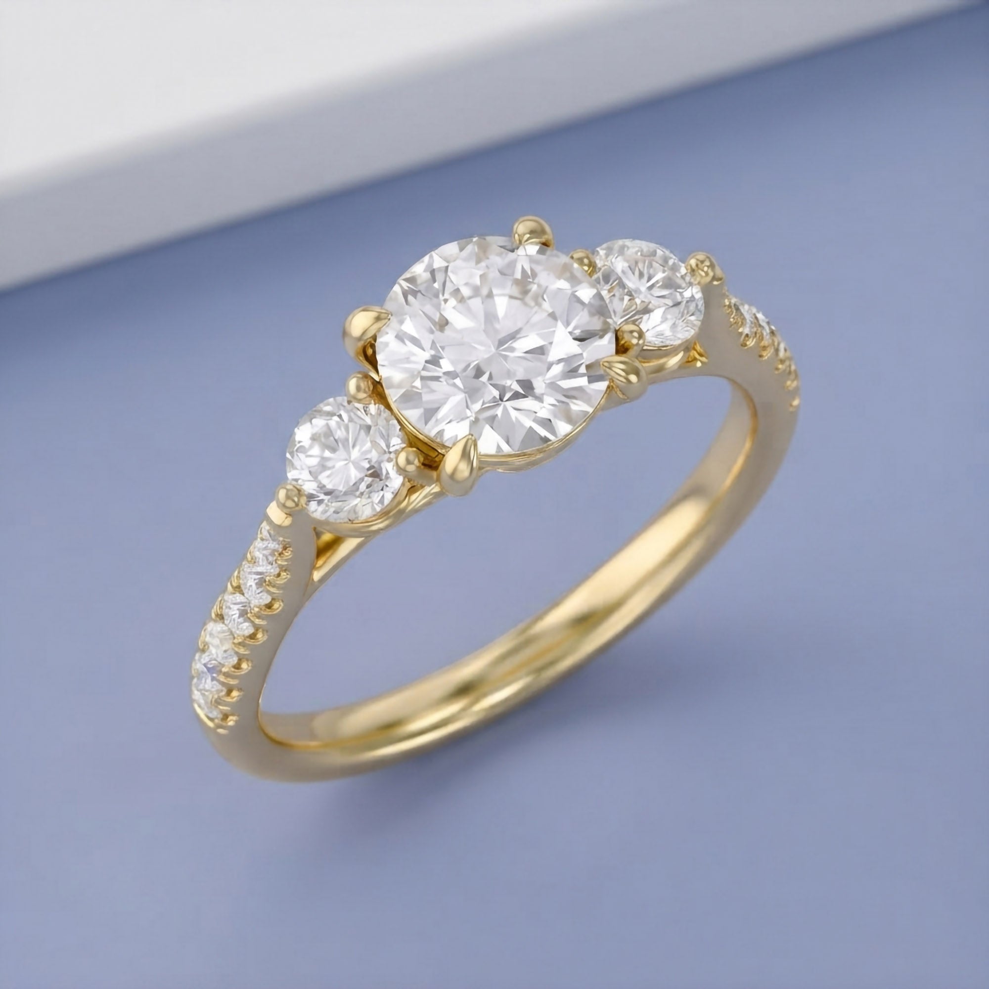 1.75 CT Three Stone Round lab Grown Diamond Engagement Ring