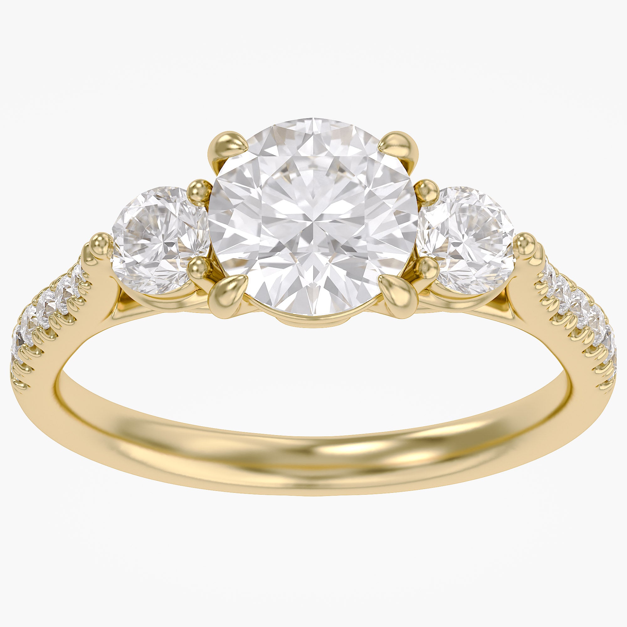 1.75 CT Three Stone Round lab Grown Diamond Engagement Ring