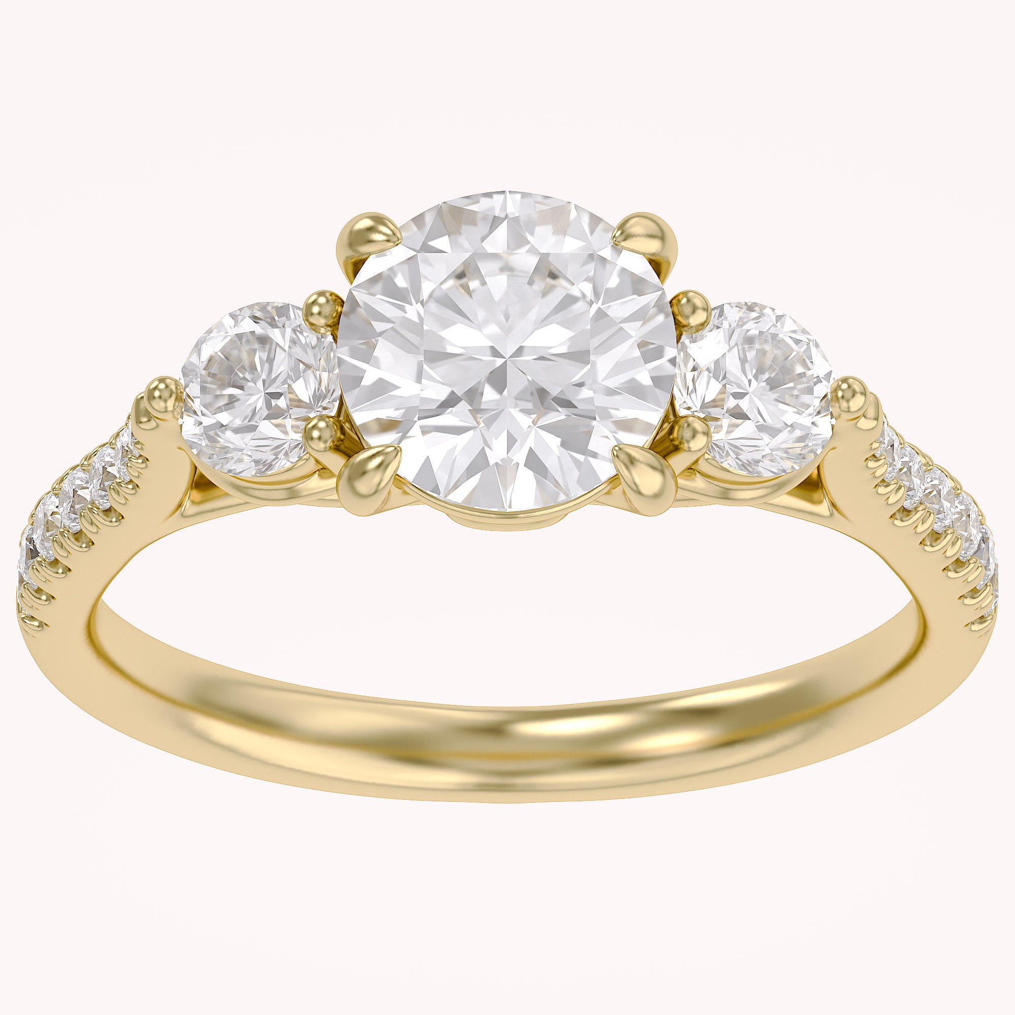 1.75 CT Three Stone Round lab Grown Diamond Engagement Ring