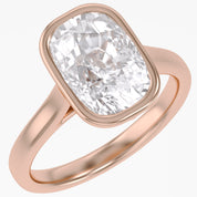3 Carat Elongated Cushion Lab Grown Diamond Bezel Solitaire Engagement Ring