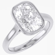3 Carat Elongated Cushion Lab Grown Diamond Bezel Solitaire Engagement Ring