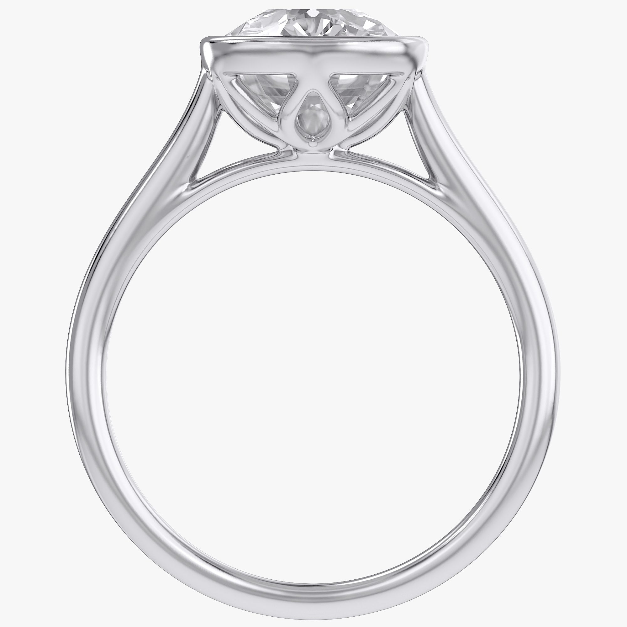 3 Carat Elongated Cushion Lab Grown Diamond Bezel Solitaire Engagement Ring