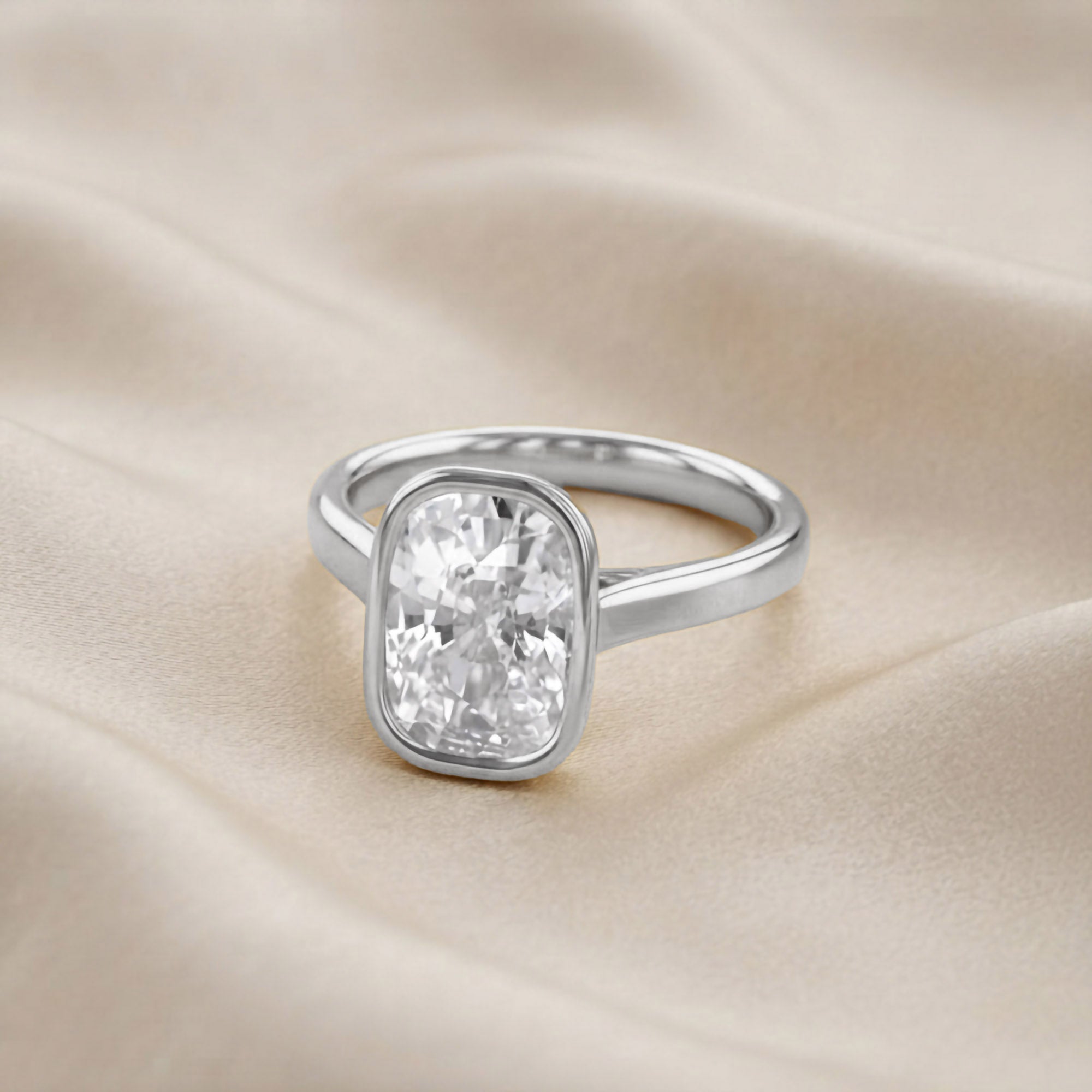 3 CT Cushion Lab Grown Diamond Solitaire Engagement Ring