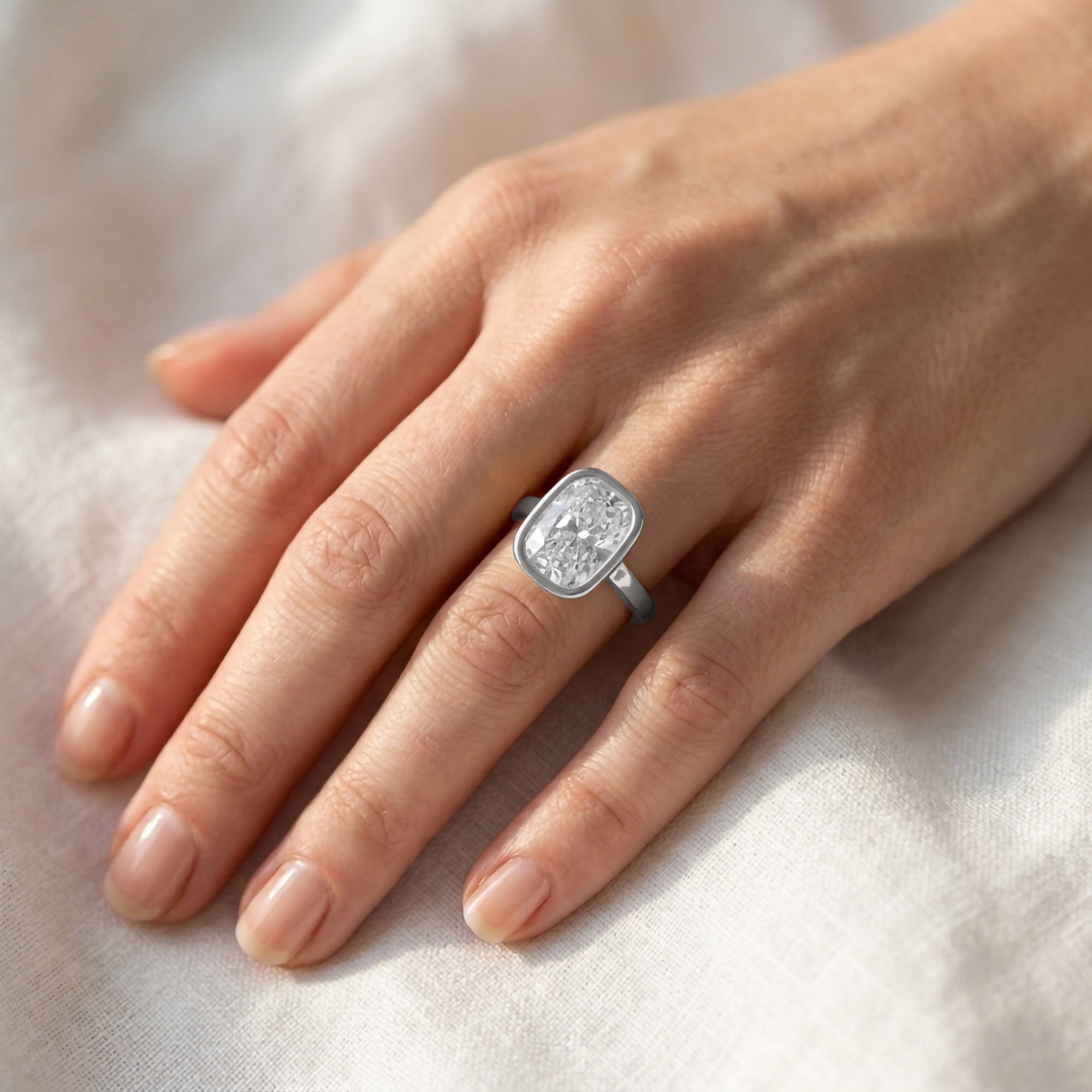 3 CT Cushion Lab Grown Diamond Solitaire Engagement Ring
