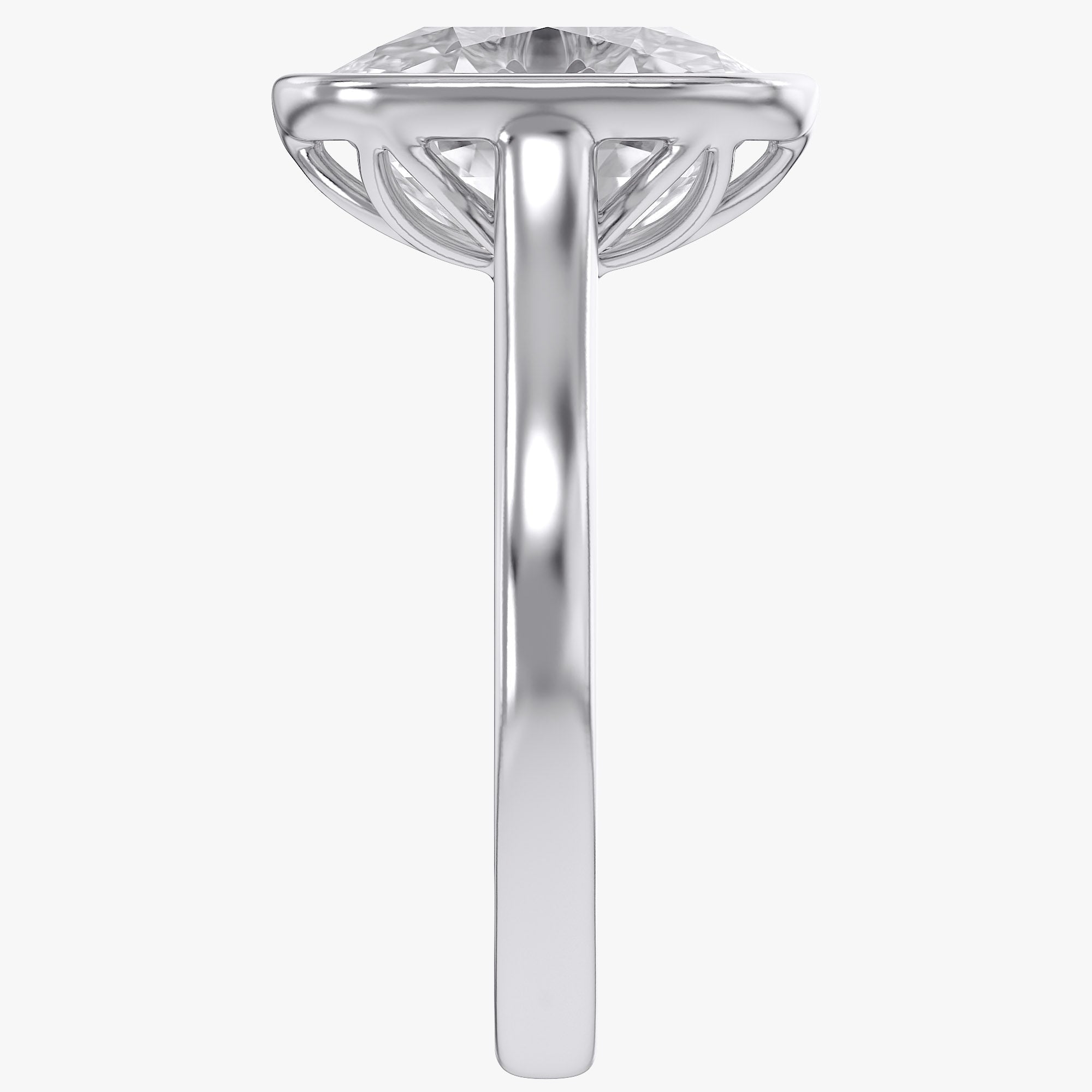 3 Carat Elongated Cushion Lab Grown Diamond Bezel Solitaire Engagement Ring