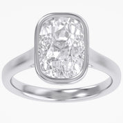 3 Carat Elongated Cushion Lab Grown Diamond Bezel Solitaire Engagement Ring