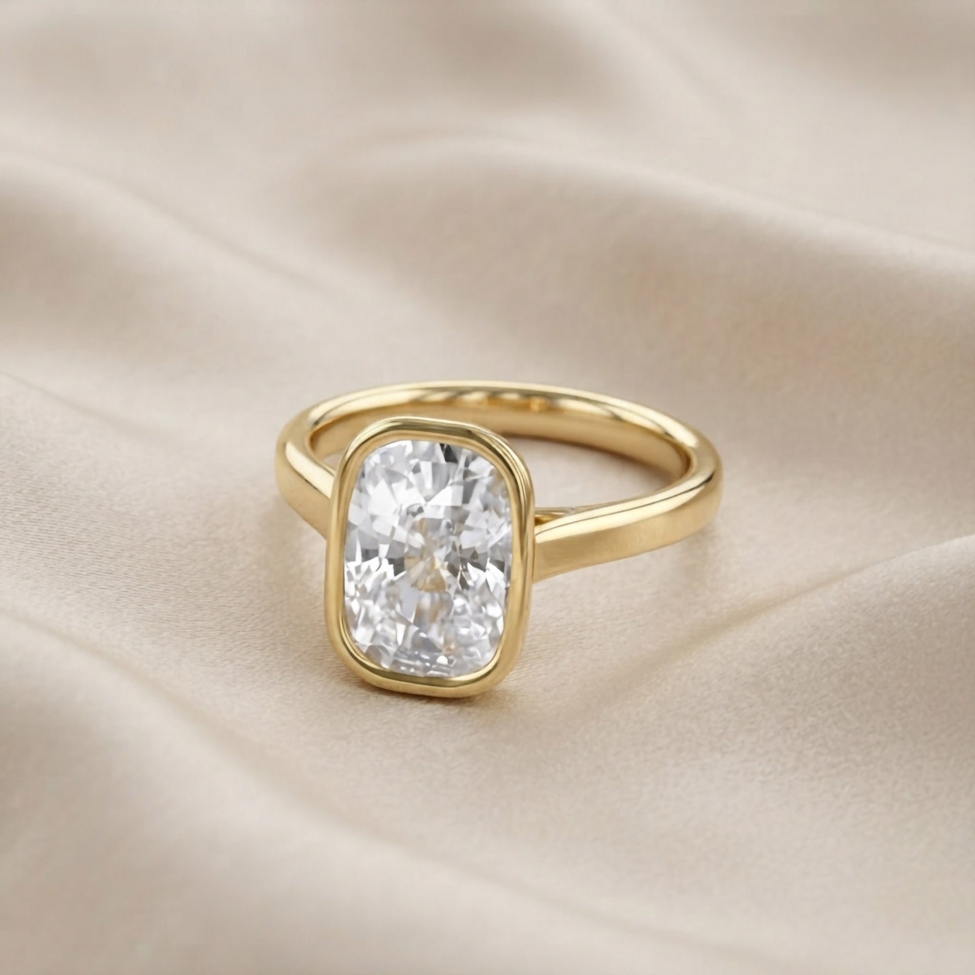3 CT Cushion Lab Grown Diamond Solitaire Engagement Ring