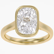 3 Carat Elongated Cushion Lab Grown Diamond Bezel Solitaire Engagement Ring