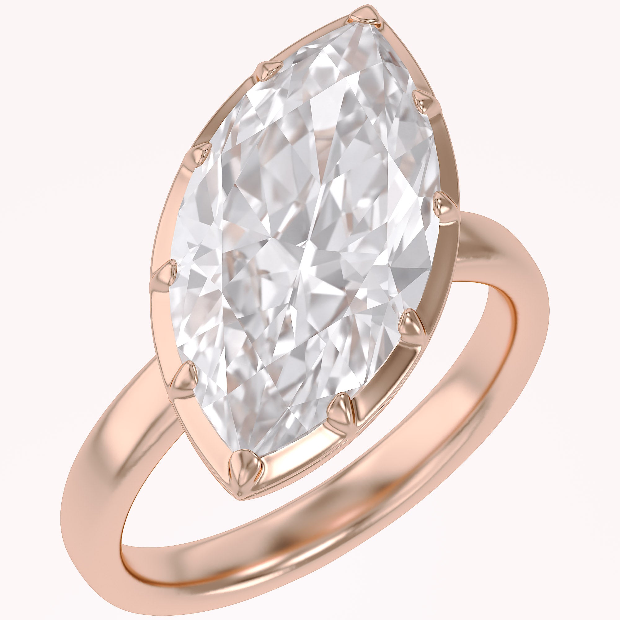 6CT Marquise Shape Lab Grown Diamond Solitaire Georgian Style Engagement Ring
