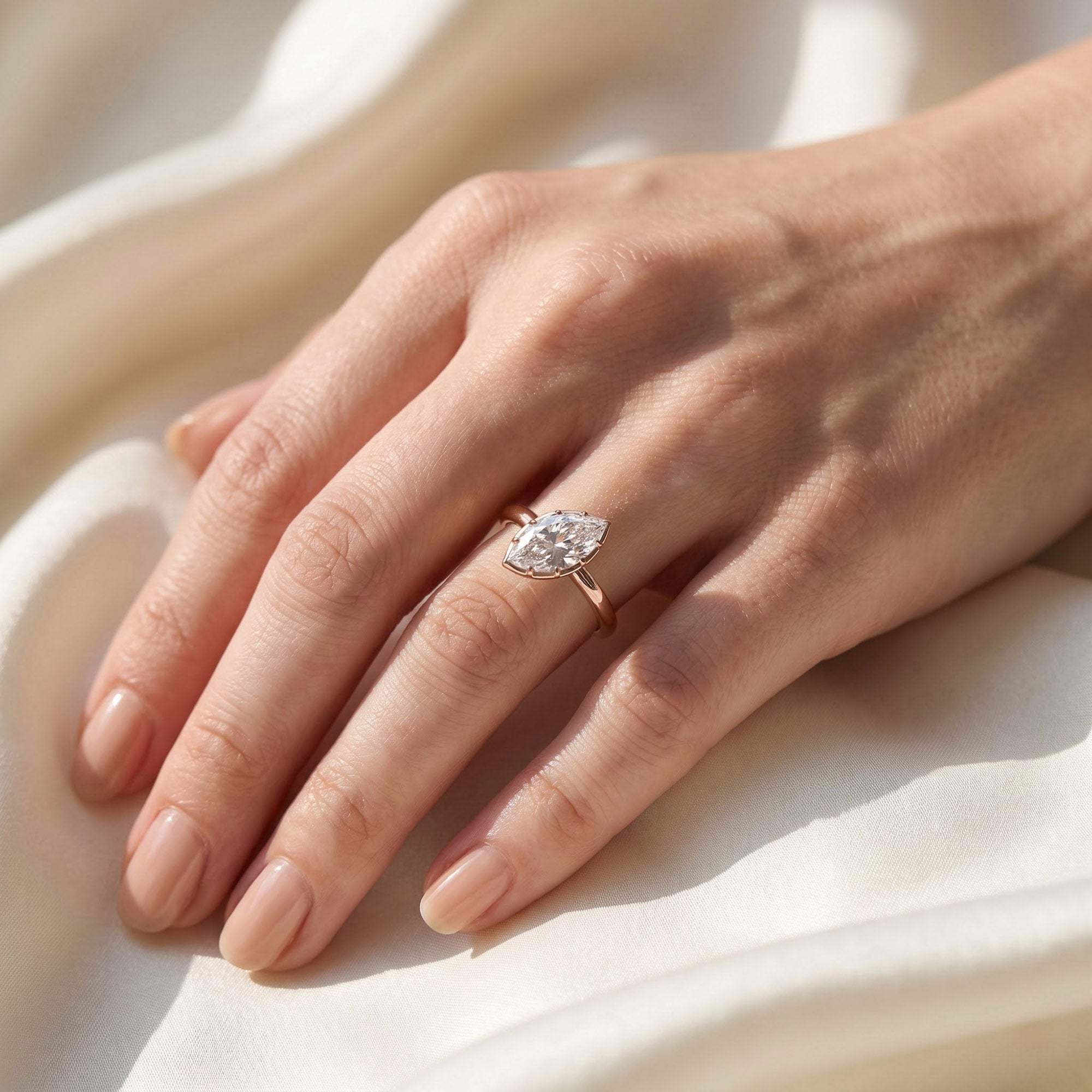 6CT Marquise Shape Lab Grown Diamond Solitaire Georgian Style Engagement Ring