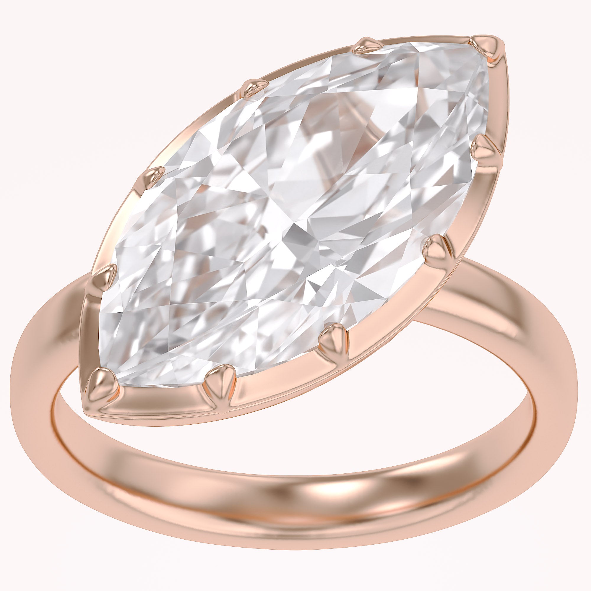 6CT Marquise Shape Lab Grown Diamond Solitaire Georgian Style Engagement Ring