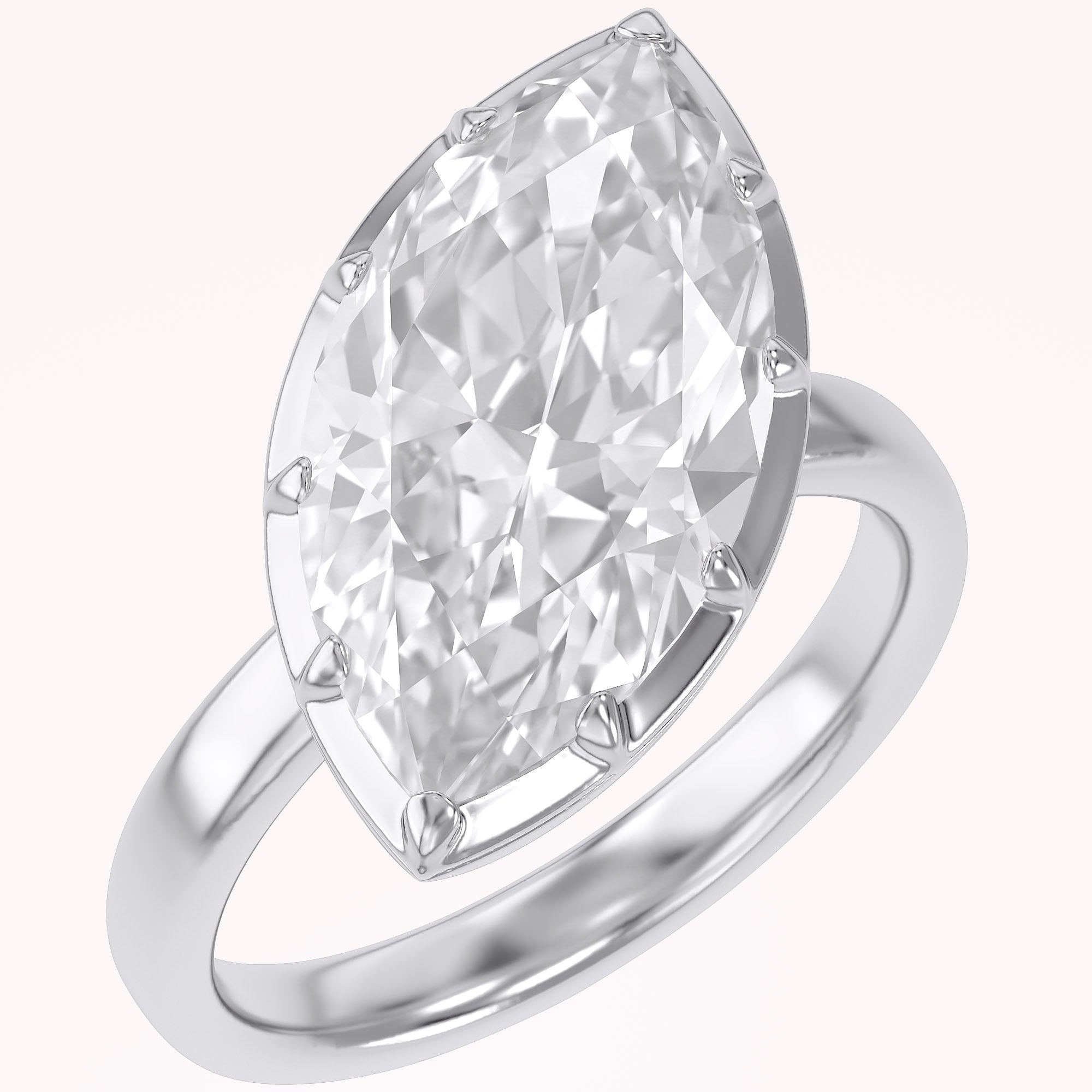 6CT Marquise Shape Lab Grown Diamond Solitaire Georgian Style Engagement Ring
