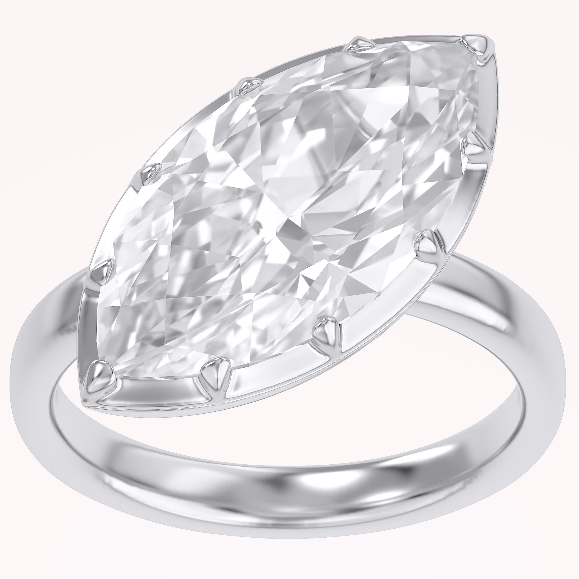 6CT Marquise Shape Lab Grown Diamond Solitaire Georgian Style Engagement Ring