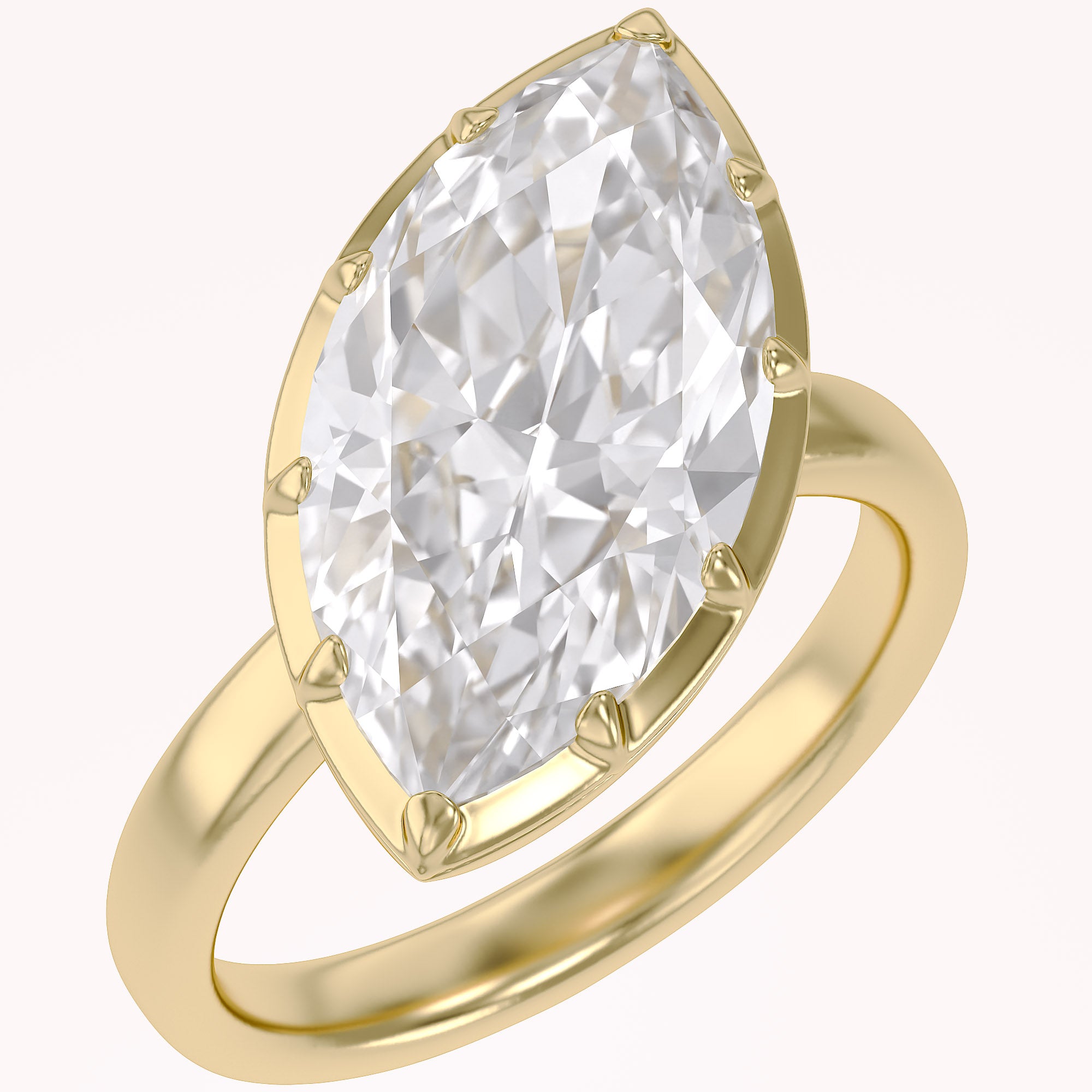 6CT Marquise Shape Lab Grown Diamond Solitaire Georgian Style Engagement Ring