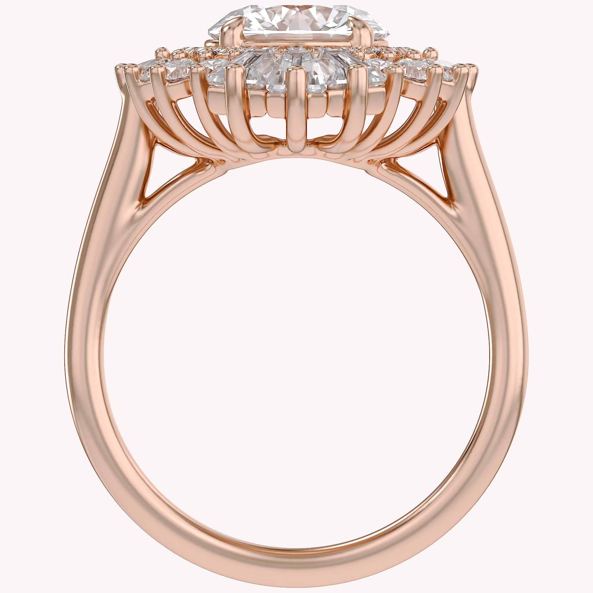 4.30 CT Lab Grown Diamond Sunburst Double Halo Engagement Ring
