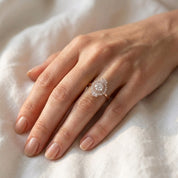 4.30 CT Lab Grown Diamond Sunburst Double Halo Engagement Ring